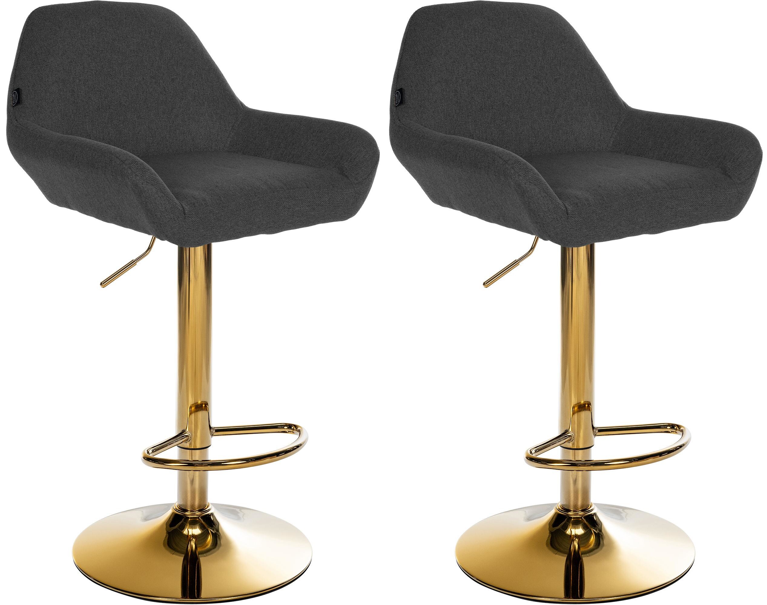 CLP 2er Set Barhocker Braga Stoffbezug mit Goldgestell I h&ouml;henverstellbar und 360 drehbar I moderner Barstuhl mit Fu&szlig;st&uuml;tze f&uuml;r K&uuml;che und Bar - Bild 1