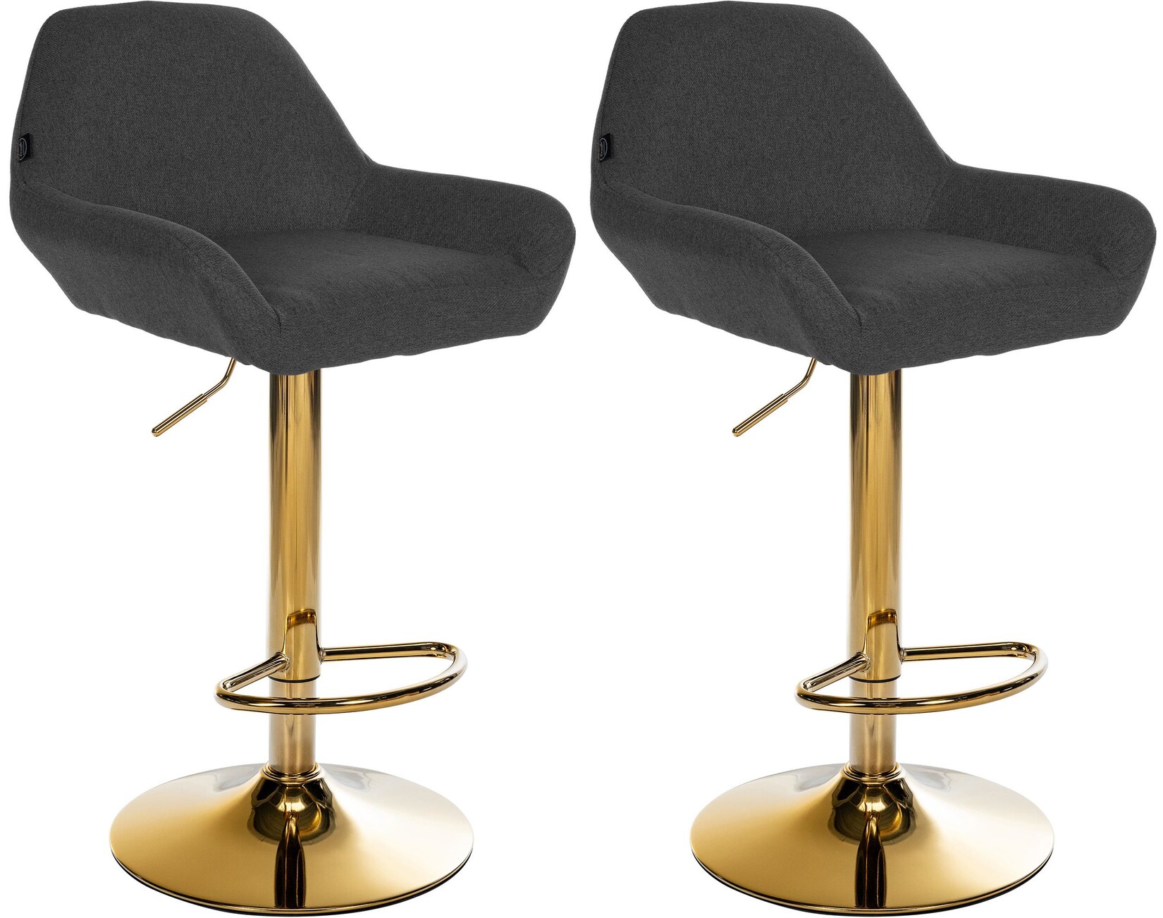 CLP 2er Set Barhocker Braga Stoffbezug mit Goldgestell I höhenverstellbar und 360 drehbar I moderner Barstuhl mit Fußstütze für Küche und Bar | 04255716348472