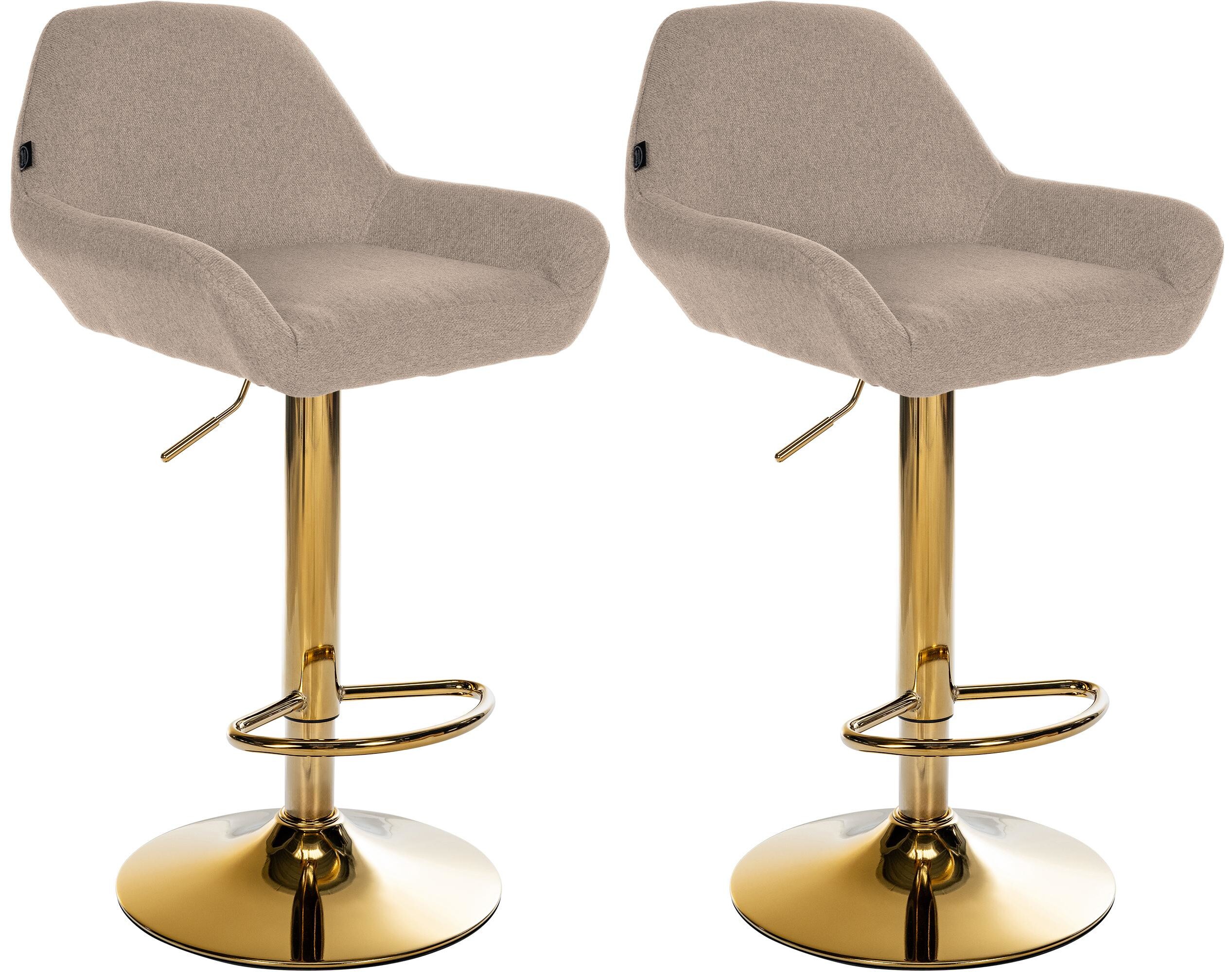 CLP 2er Set Barhocker Braga Stoffbezug mit Goldgestell I h&ouml;henverstellbar und 360 drehbar I moderner Barstuhl mit Fu&szlig;st&uuml;tze f&uuml;r K&uuml;che und Bar - Bild 1