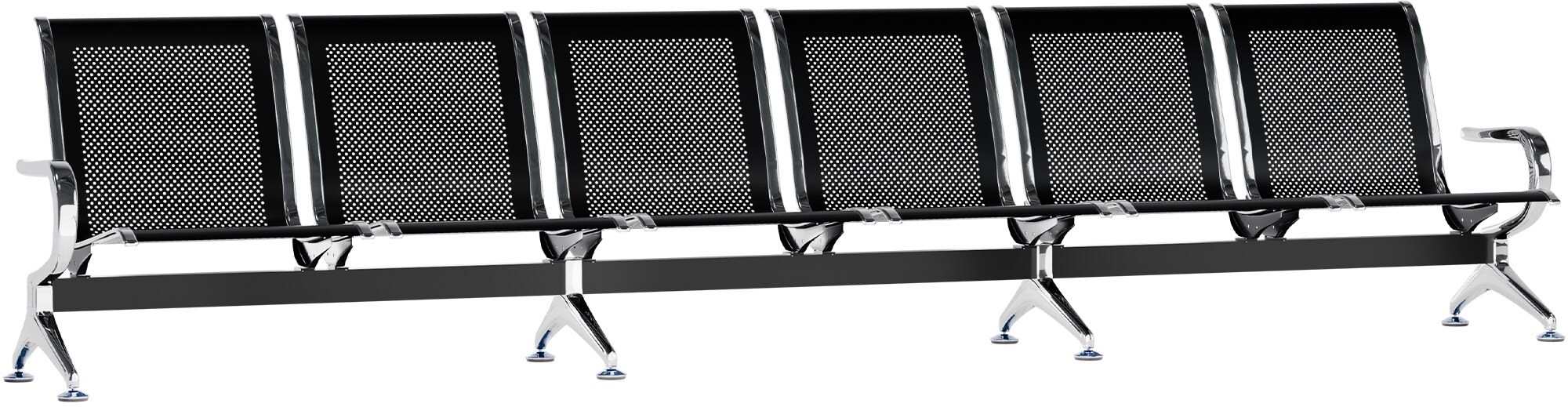 CLP 6er Wartebank Airport I Sitzbank f&uuml;r 6 Personen, Robuste Wartest&uuml;hle mit Metallgestell in Chrom-Optik, mit R&uuml;ckenlehne - Bild 1
