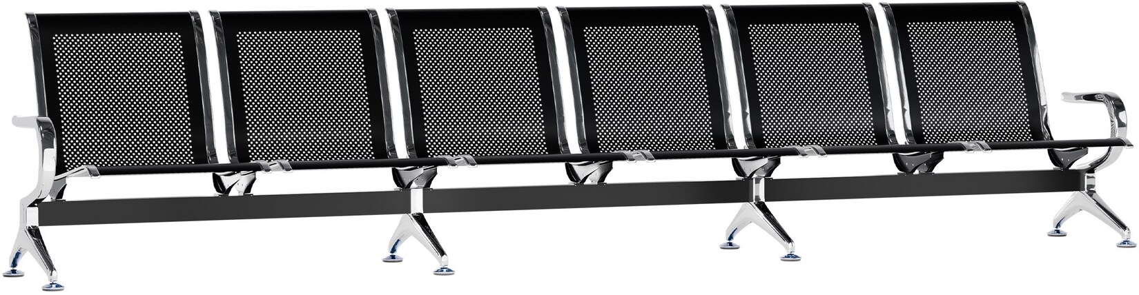 CLP 6er Wartebank Airport I Sitzbank für 6 Personen, Robuste Wartestühle mit Metallgestell in Chrom-Optik, mit Rückenlehne | 04255716348533