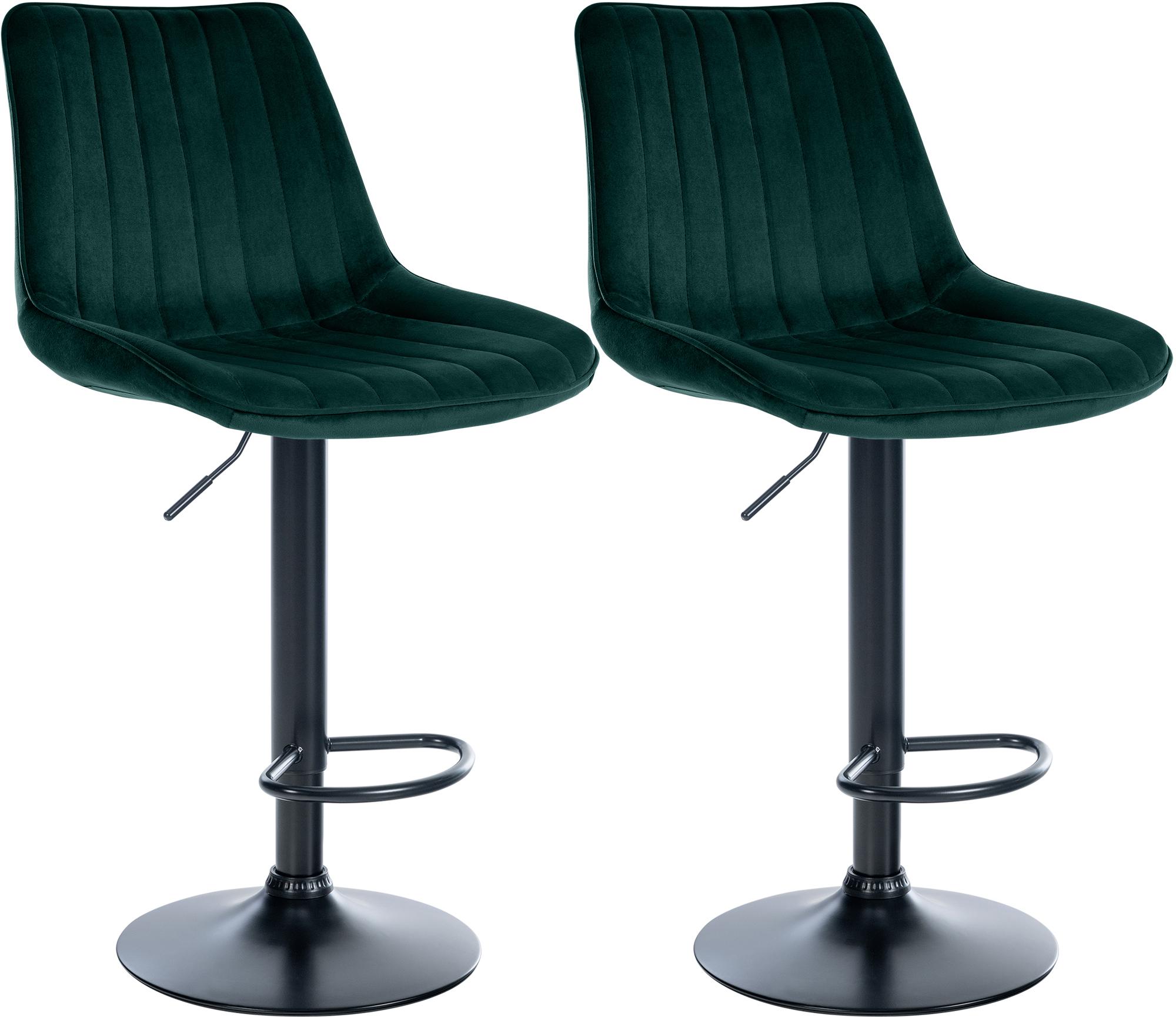CLP 2er Set Barhocker Toni Samt I H&ouml;henverstellbarer Barstuhl Mit Metallgestell I Thekenhocker Mit Integrierter Fu&szlig;st&uuml;tze - Bild 1