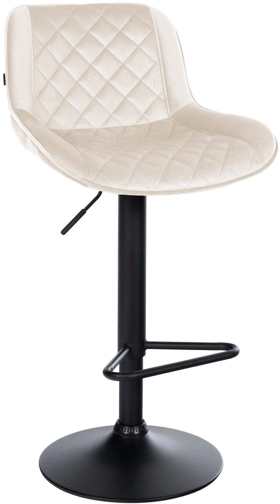 CLP Barhocker höhenverstellbar, Barstuhl Kasson drehbar mit Rückenlehne, modern mit Fußablage und gepolsterter Sitz, schwarz Gestell