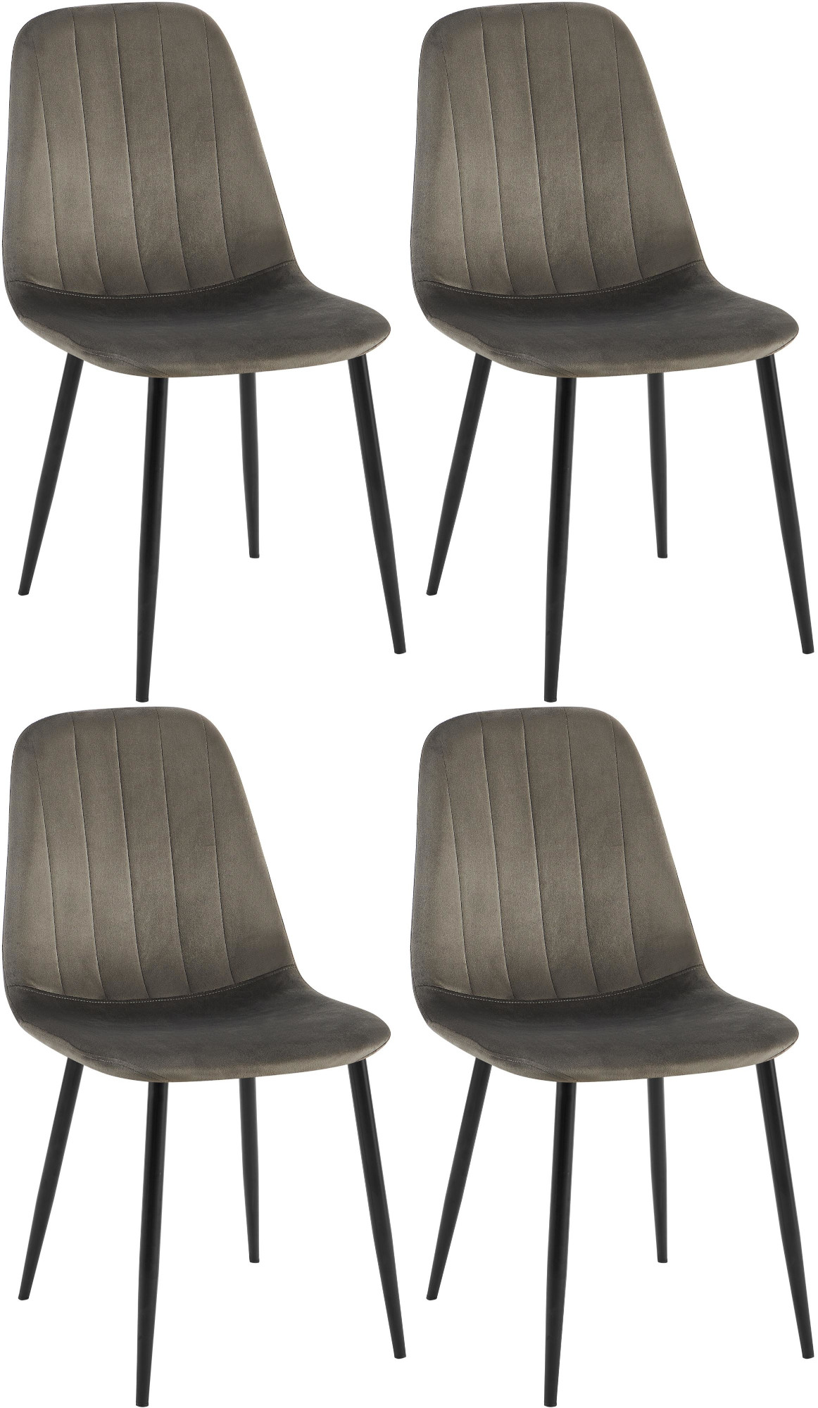 CLP 4er Set Esszimmerstuhl Baxter Samt I Gesteppter K&uuml;chenstuhl I Polsterstuhl Mit Metall-Gestell - Bild 1