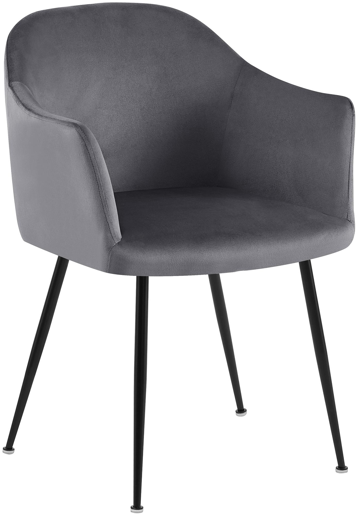CLP Esszimmerstuhl Jaysie I Polstersessel mit Samtbezug I K&uuml;chenstuhl mit Lehnen und schwarzem Metallgestell - Bild 1