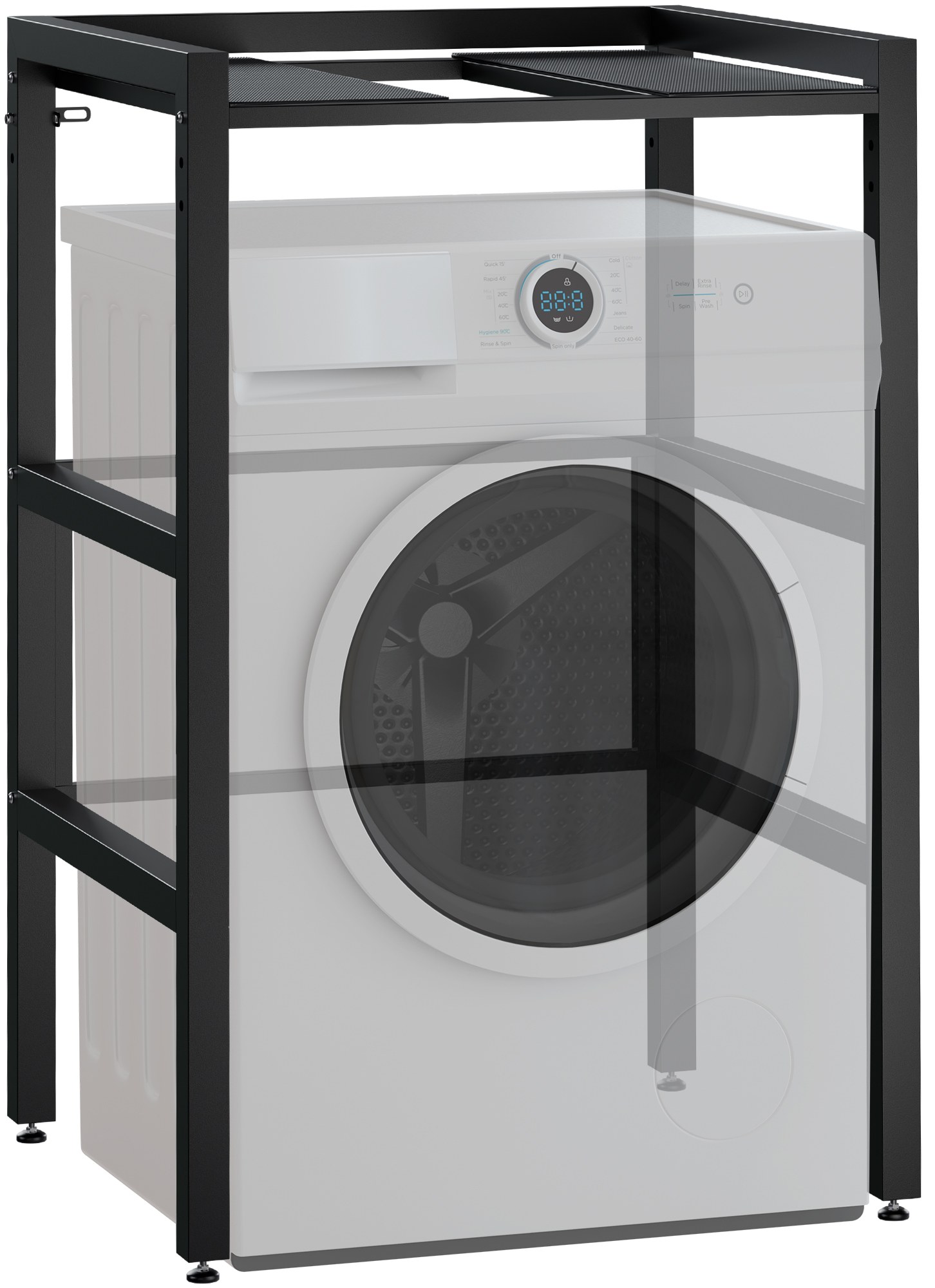 CLP Waschmaschinenregal Gannet | Waschturm mit Platz f&uuml;r zwei Haushaltsger&auml;te | W&auml;schetrocknerst&auml;nder aus Metall I Waschmaschinen&uuml;berbau - Bild 1