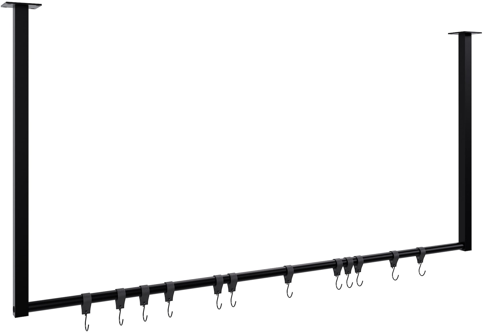 CLP Kleiderstange Fenton mit 12 Kleiderhaken I Kleiderständer für Deckenmontage I Garderobenstange aus Metall | 04255716351014