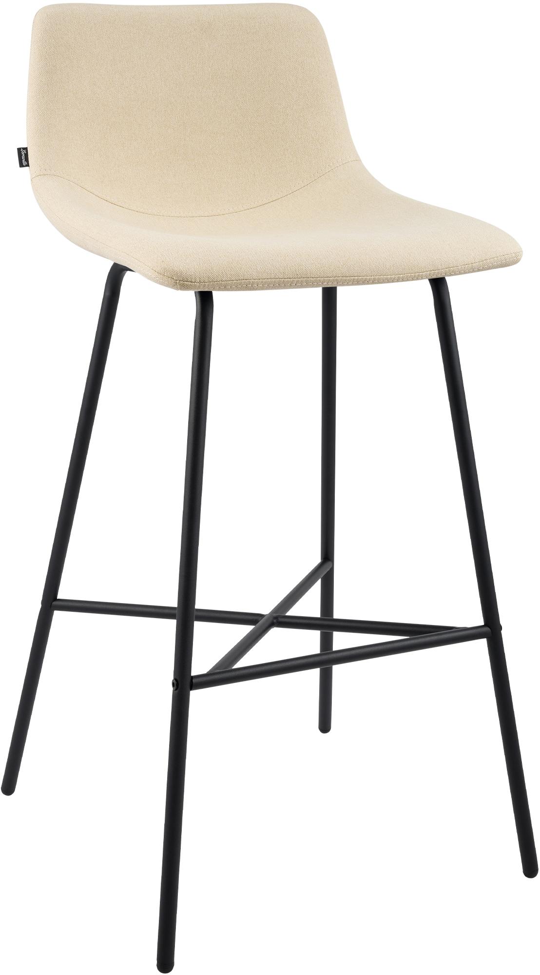 CLP Barhocker gepolstert Altona, Barstuhl mit Lehne und Fu&szlig;st&uuml;tze, moderner Tresenstuhl f&uuml;r die K&uuml;che, mit schwarzem Metallgestell - Bild 1