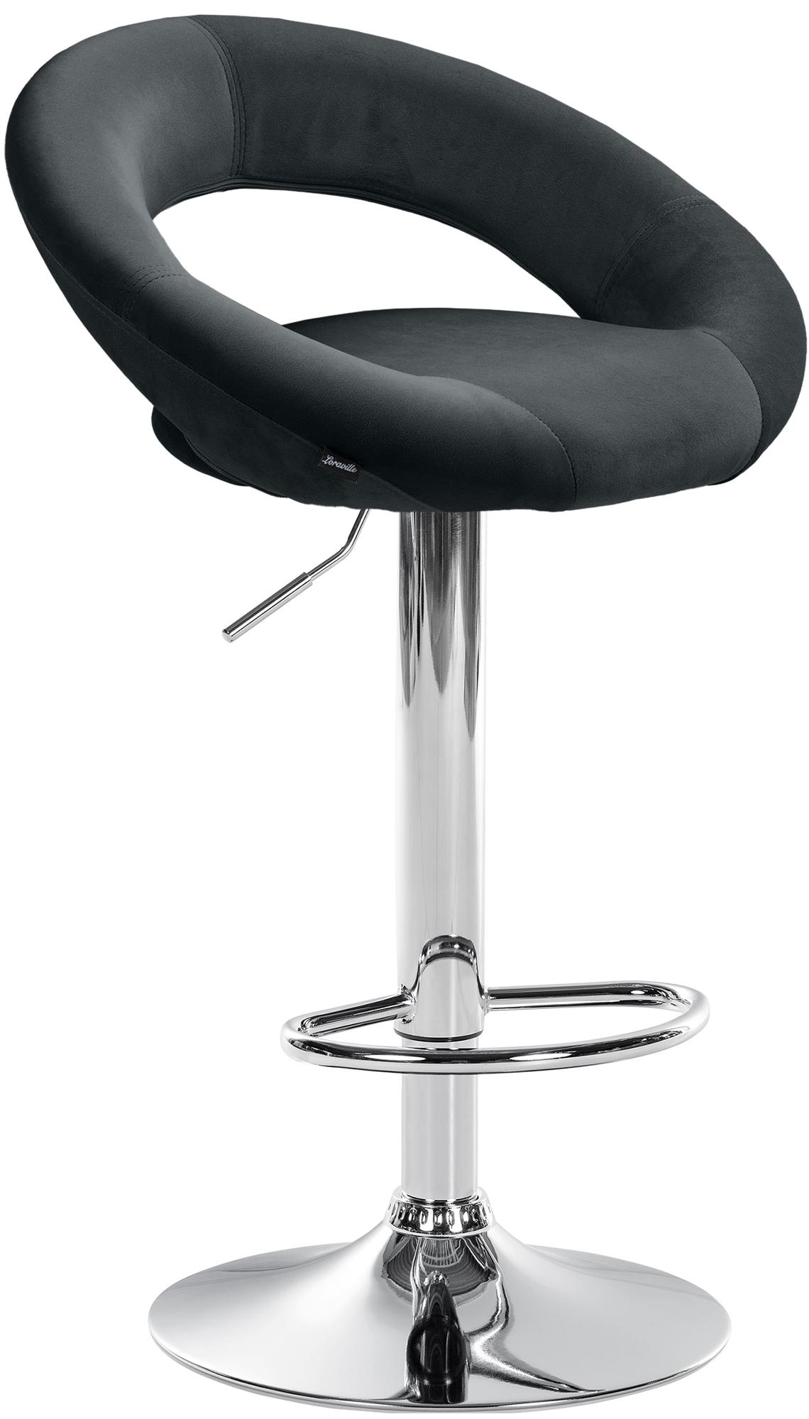 CLP Barhocker Olinda Samtbezug I Barstuhl h&ouml;henverstellbar und drehbar I Thekenhocker mit R&uuml;ckenlehne und Fu&szlig;st&uuml;tze - Bild 1