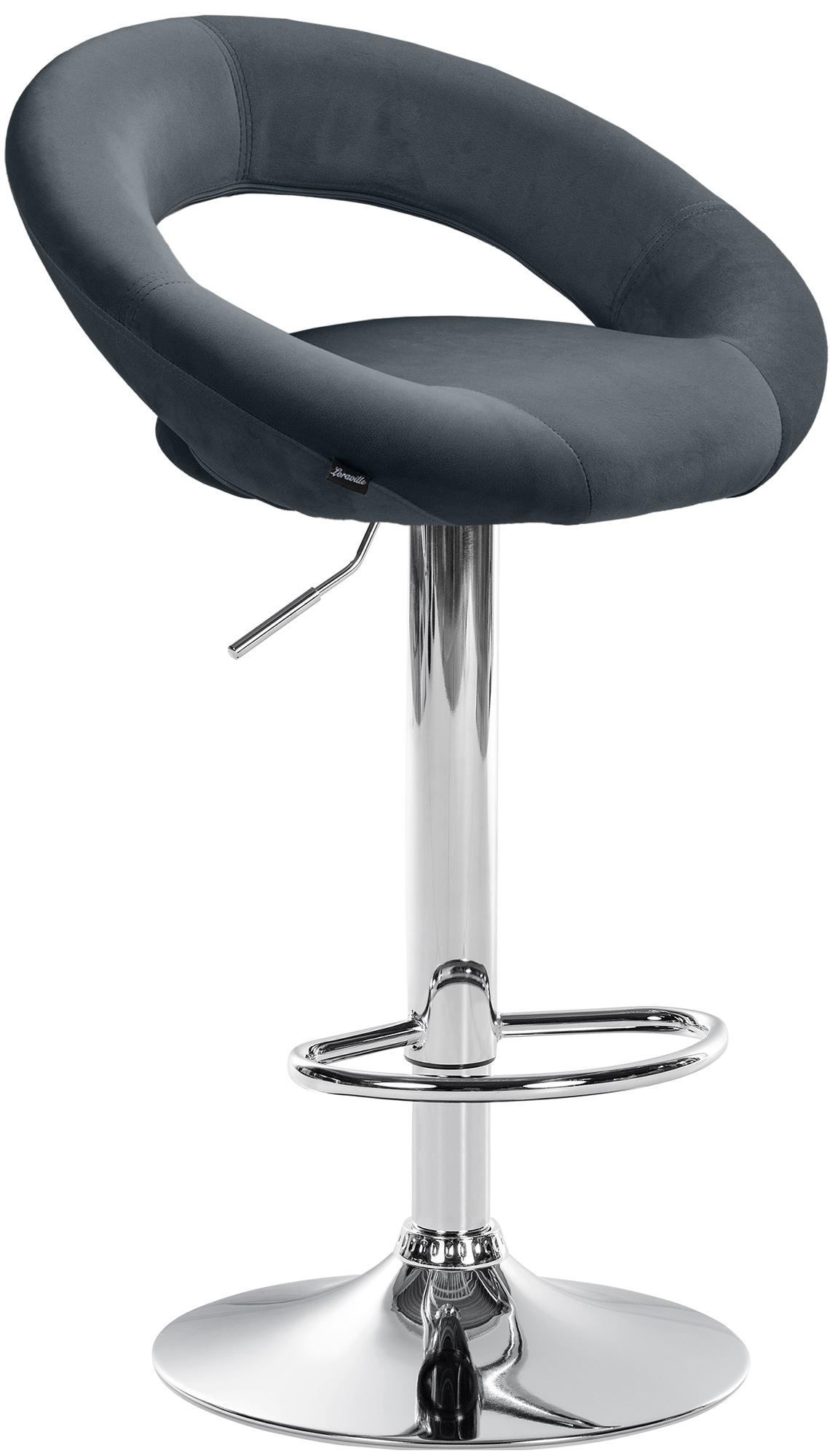 CLP Barhocker Olinda Samtbezug I Barstuhl h&ouml;henverstellbar und drehbar I Thekenhocker mit R&uuml;ckenlehne und Fu&szlig;st&uuml;tze - Bild 1