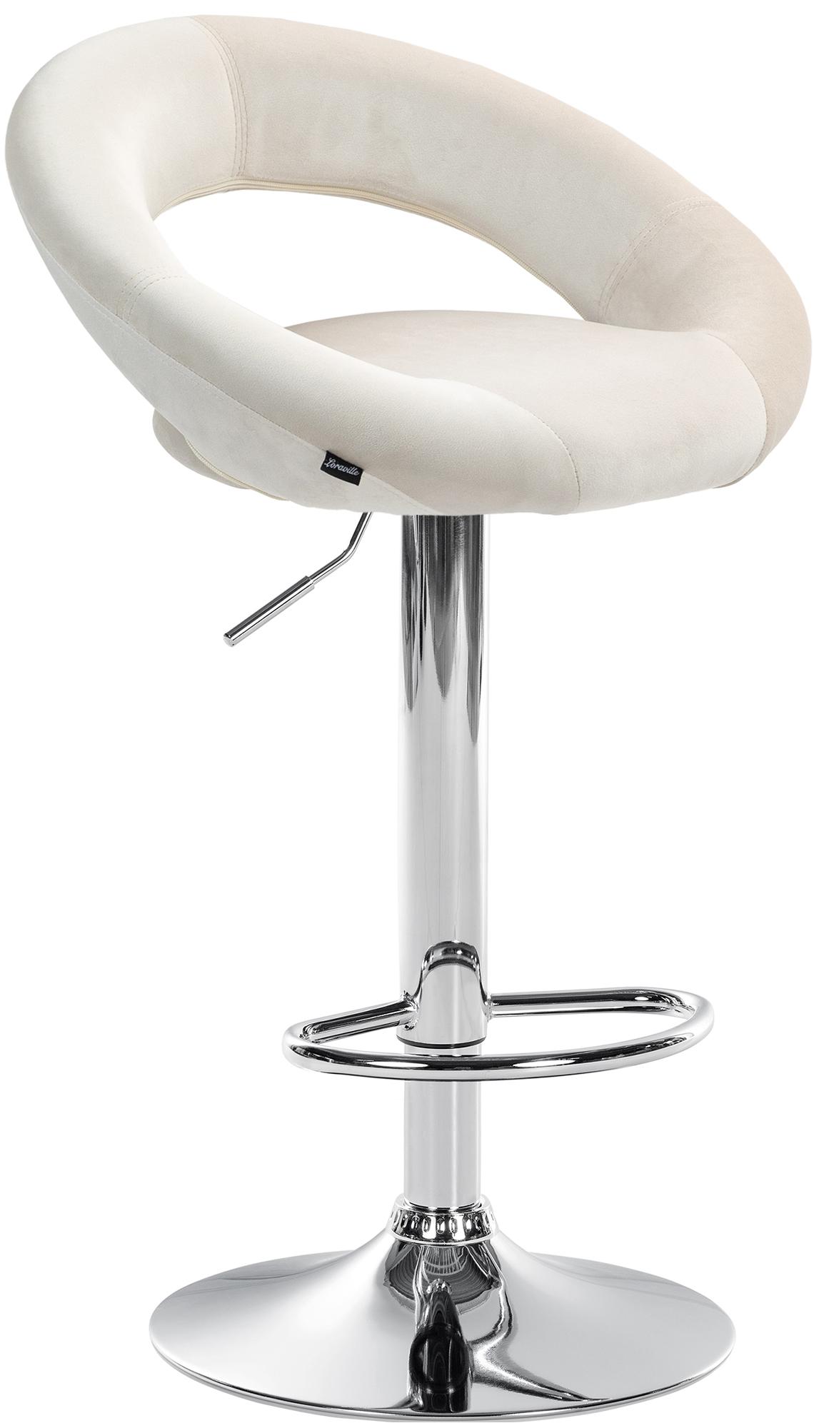 CLP Barhocker Olinda Samtbezug I Barstuhl h&ouml;henverstellbar und drehbar I Thekenhocker mit R&uuml;ckenlehne und Fu&szlig;st&uuml;tze - Bild 1