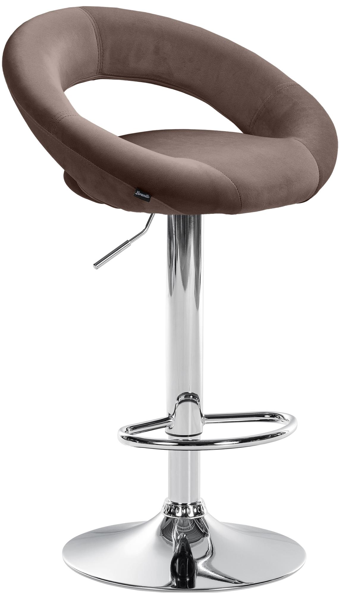 CLP Barhocker Olinda Samtbezug I Barstuhl h&ouml;henverstellbar und drehbar I Thekenhocker mit R&uuml;ckenlehne und Fu&szlig;st&uuml;tze - Bild 1