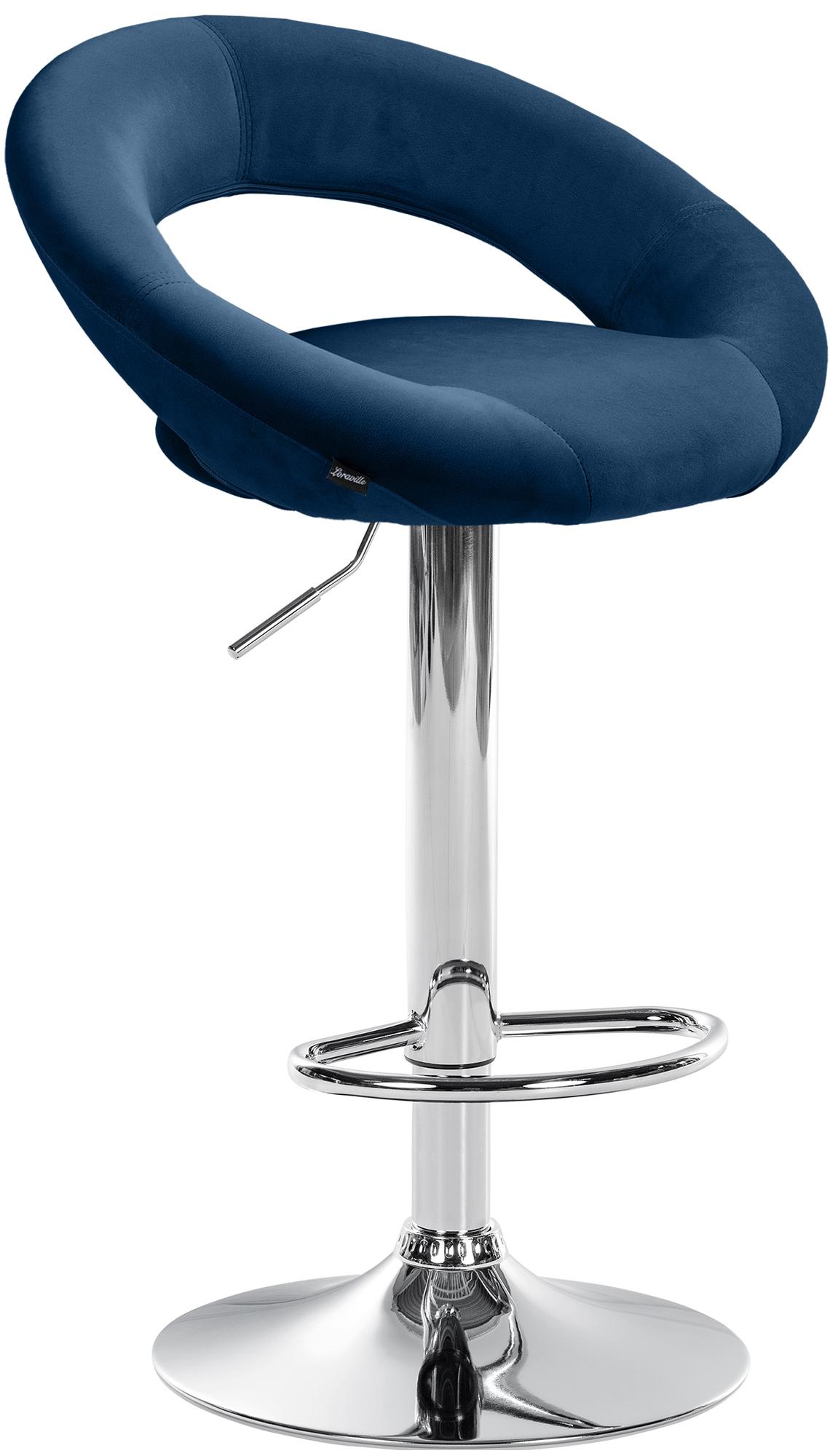 CLP Barhocker Olinda Samtbezug I Barstuhl h&ouml;henverstellbar und drehbar I Thekenhocker mit R&uuml;ckenlehne und Fu&szlig;st&uuml;tze - Bild 1