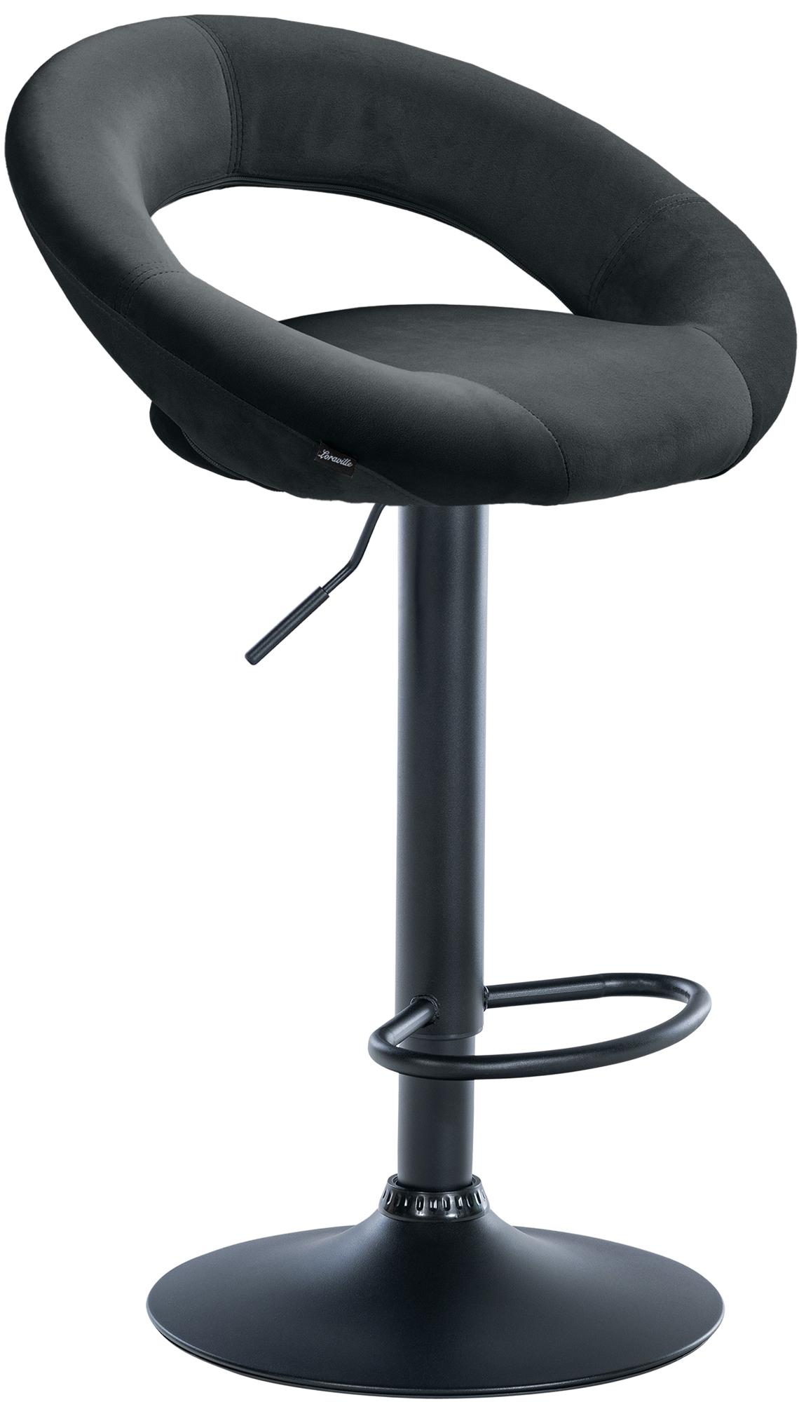 CLP Barhocker Olinda Samtbezug I Barstuhl h&ouml;henverstellbar und drehbar I Thekenhocker mit R&uuml;ckenlehne und Fu&szlig;st&uuml;tze - Bild 1