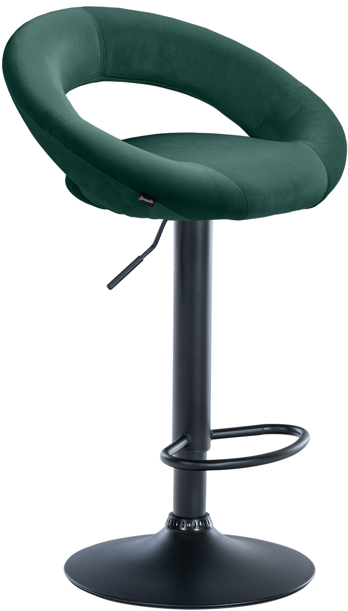 CLP Barhocker Olinda Samtbezug I Barstuhl h&ouml;henverstellbar und drehbar I Thekenhocker mit R&uuml;ckenlehne und Fu&szlig;st&uuml;tze - Bild 1