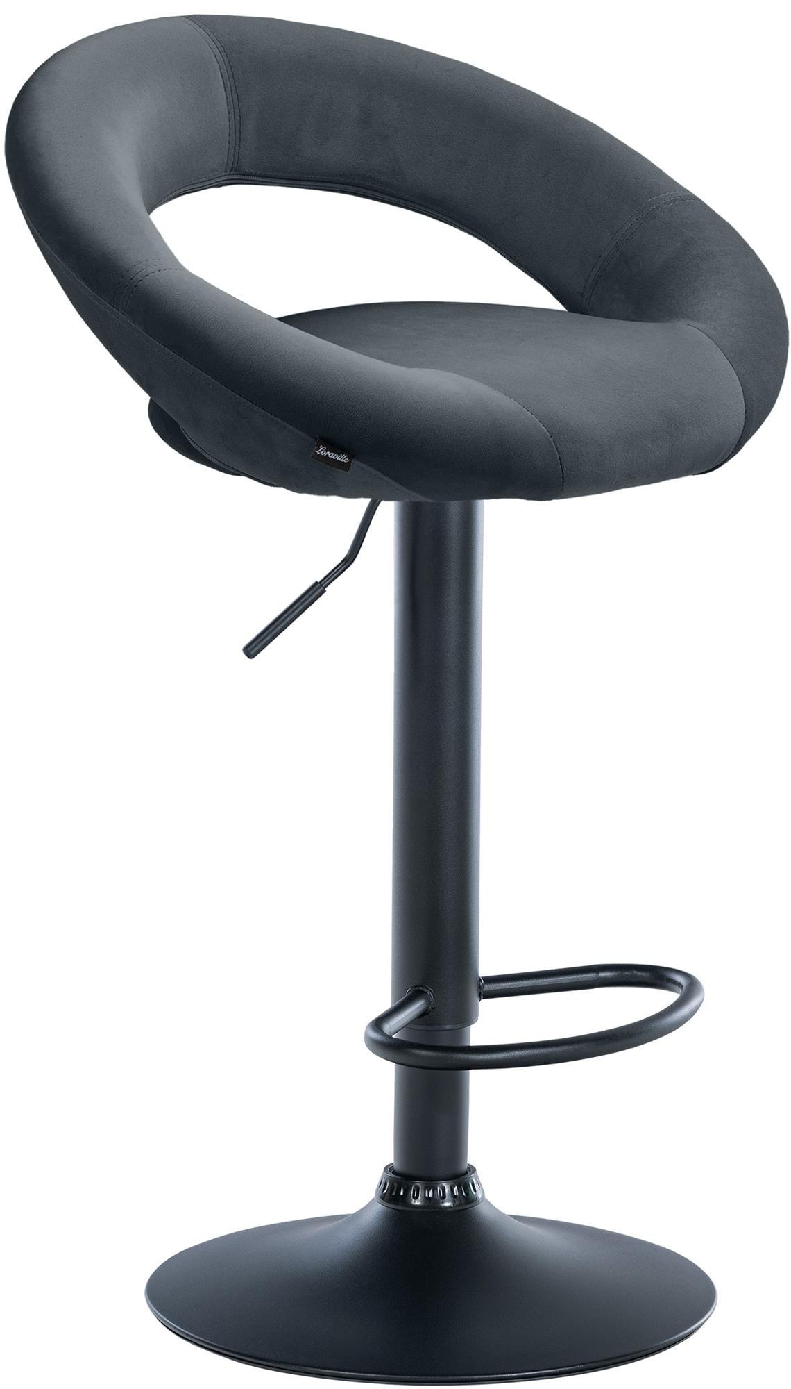 CLP Barhocker Olinda Samtbezug I Barstuhl h&ouml;henverstellbar und drehbar I Thekenhocker mit R&uuml;ckenlehne und Fu&szlig;st&uuml;tze - Bild 1