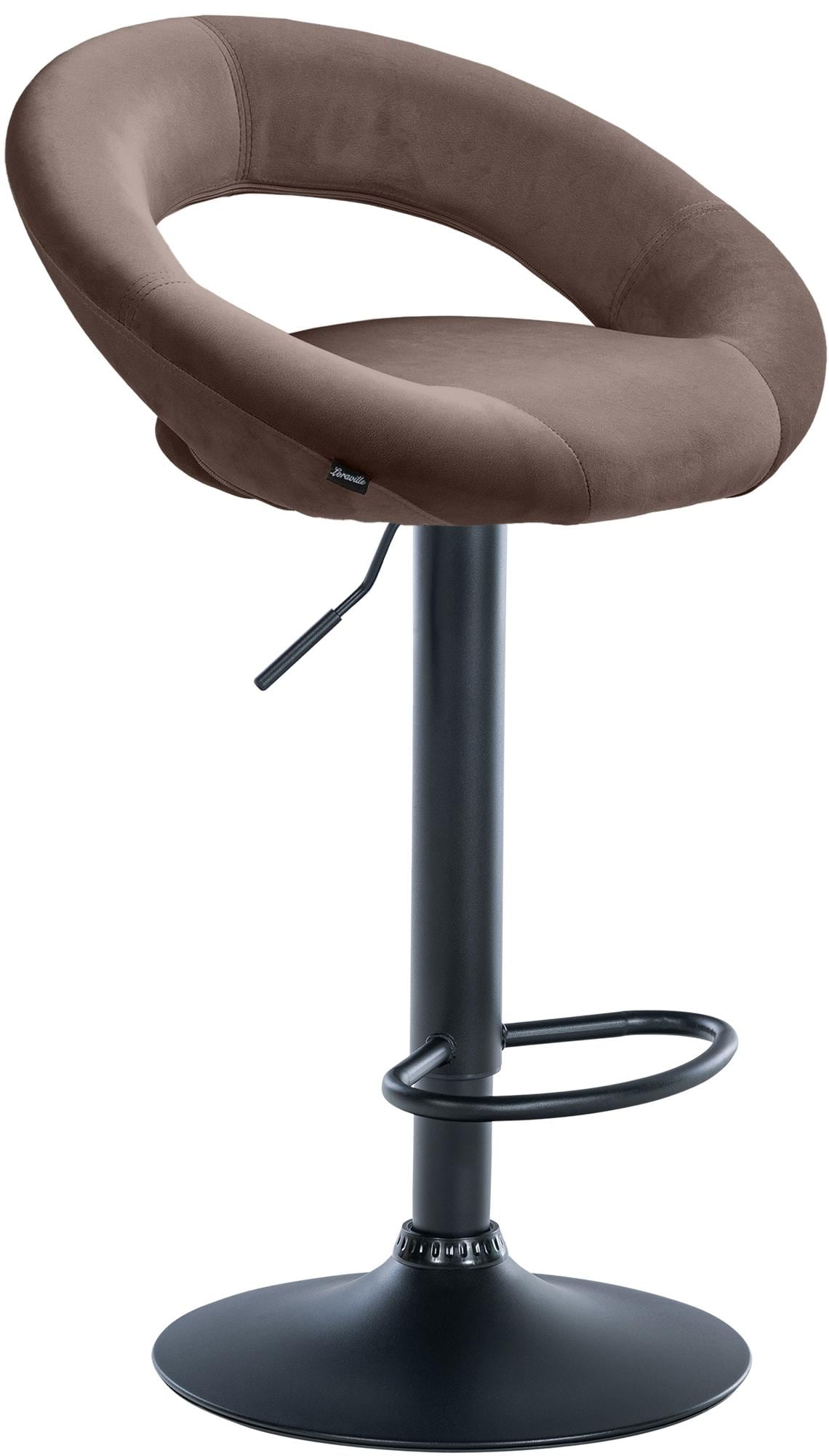 CLP Barhocker Olinda Samtbezug I Barstuhl h&ouml;henverstellbar und drehbar I Thekenhocker mit R&uuml;ckenlehne und Fu&szlig;st&uuml;tze - Bild 1