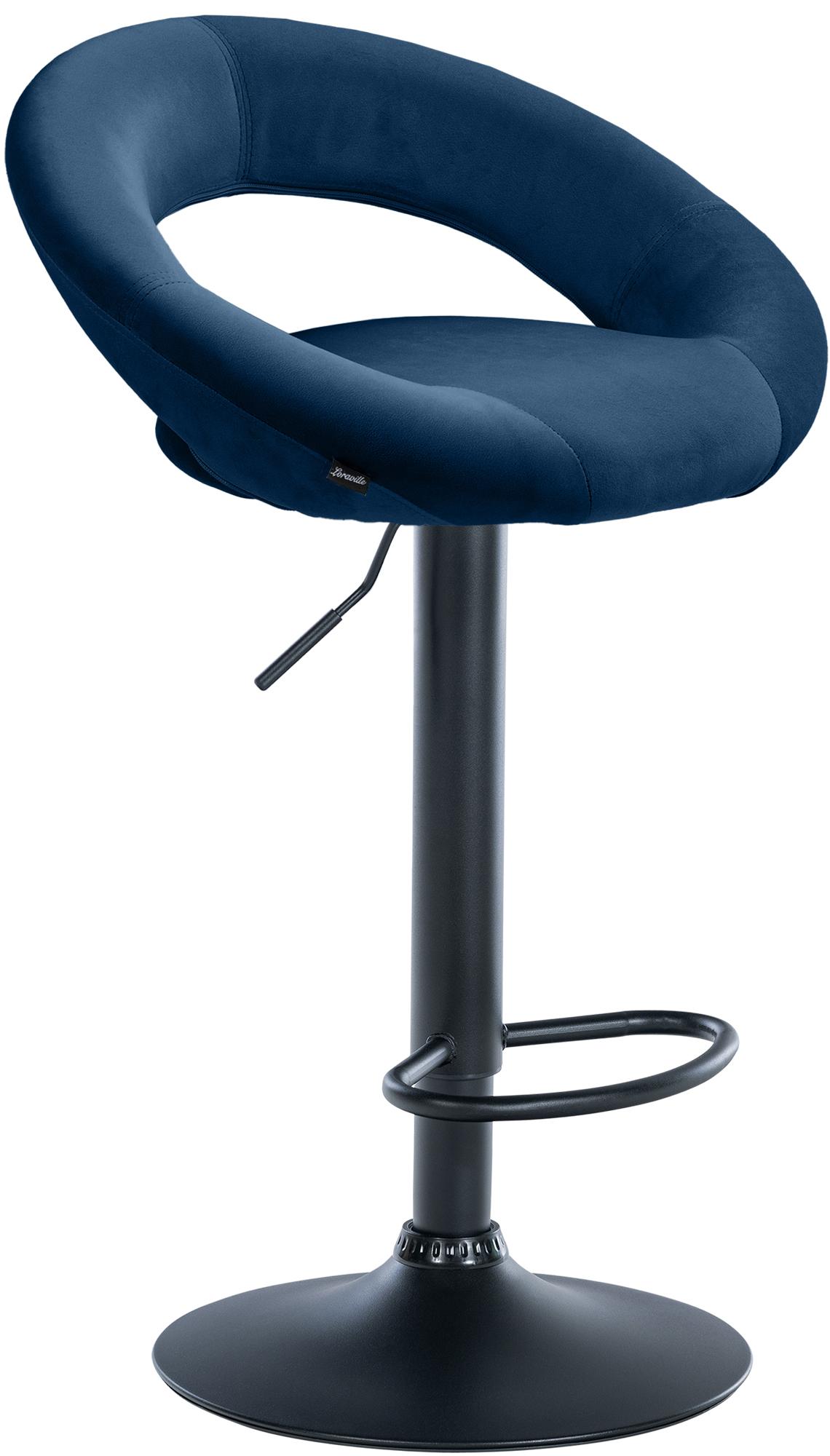 CLP Barhocker Olinda Samtbezug I Barstuhl h&ouml;henverstellbar und drehbar I Thekenhocker mit R&uuml;ckenlehne und Fu&szlig;st&uuml;tze - Bild 1