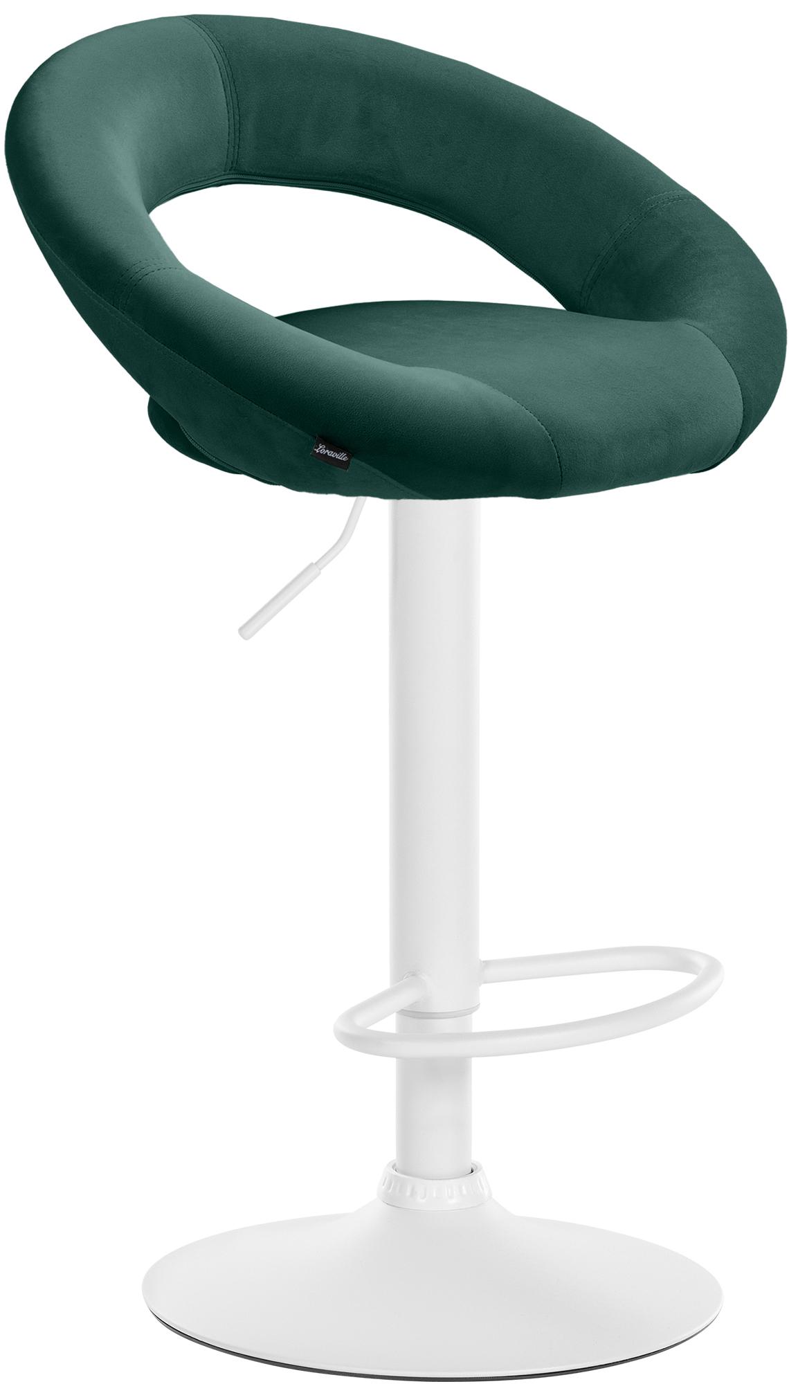 CLP Barhocker Olinda Samtbezug I Barstuhl h&ouml;henverstellbar und drehbar I Thekenhocker mit R&uuml;ckenlehne und Fu&szlig;st&uuml;tze - Bild 1