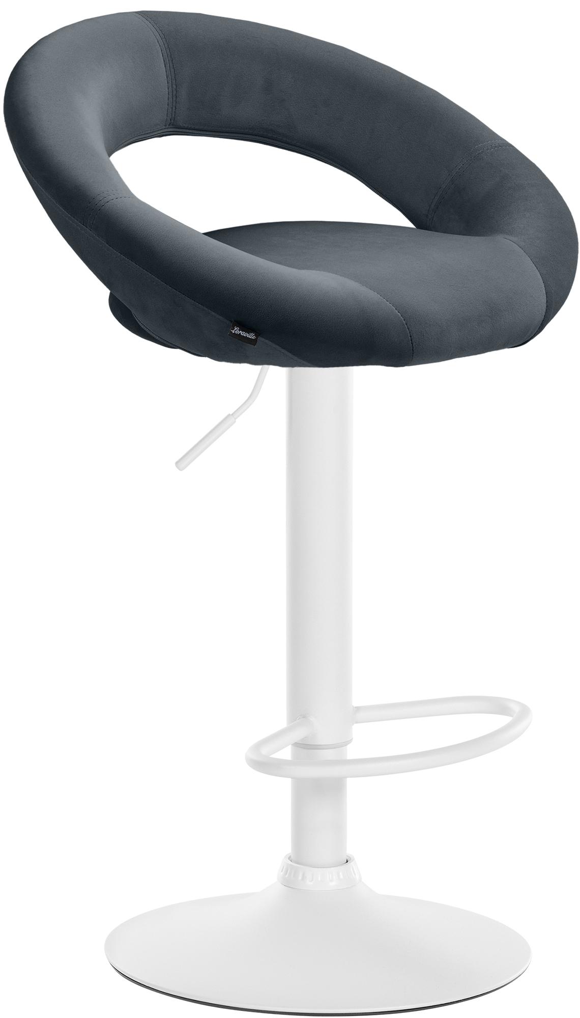 CLP Barhocker Olinda Samtbezug I Barstuhl h&ouml;henverstellbar und drehbar I Thekenhocker mit R&uuml;ckenlehne und Fu&szlig;st&uuml;tze - Bild 1