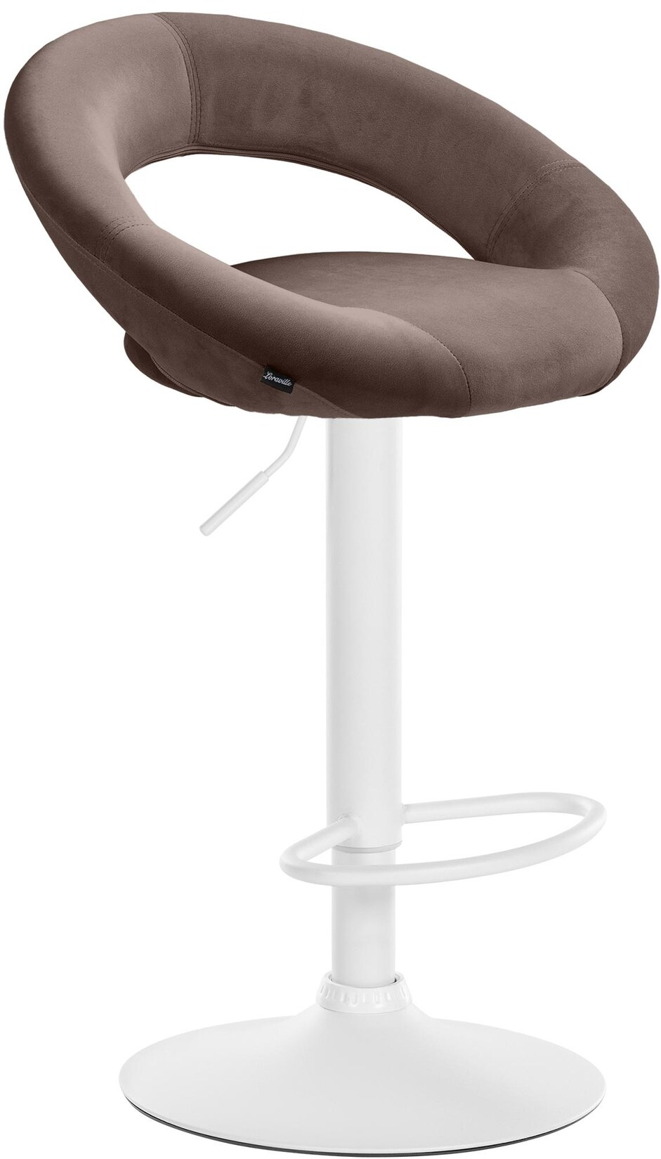 CLP Barhocker Olinda Samtbezug I Barstuhl höhenverstellbar und drehbar I Thekenhocker mit Rückenlehne und Fußstütze | 04255716353193