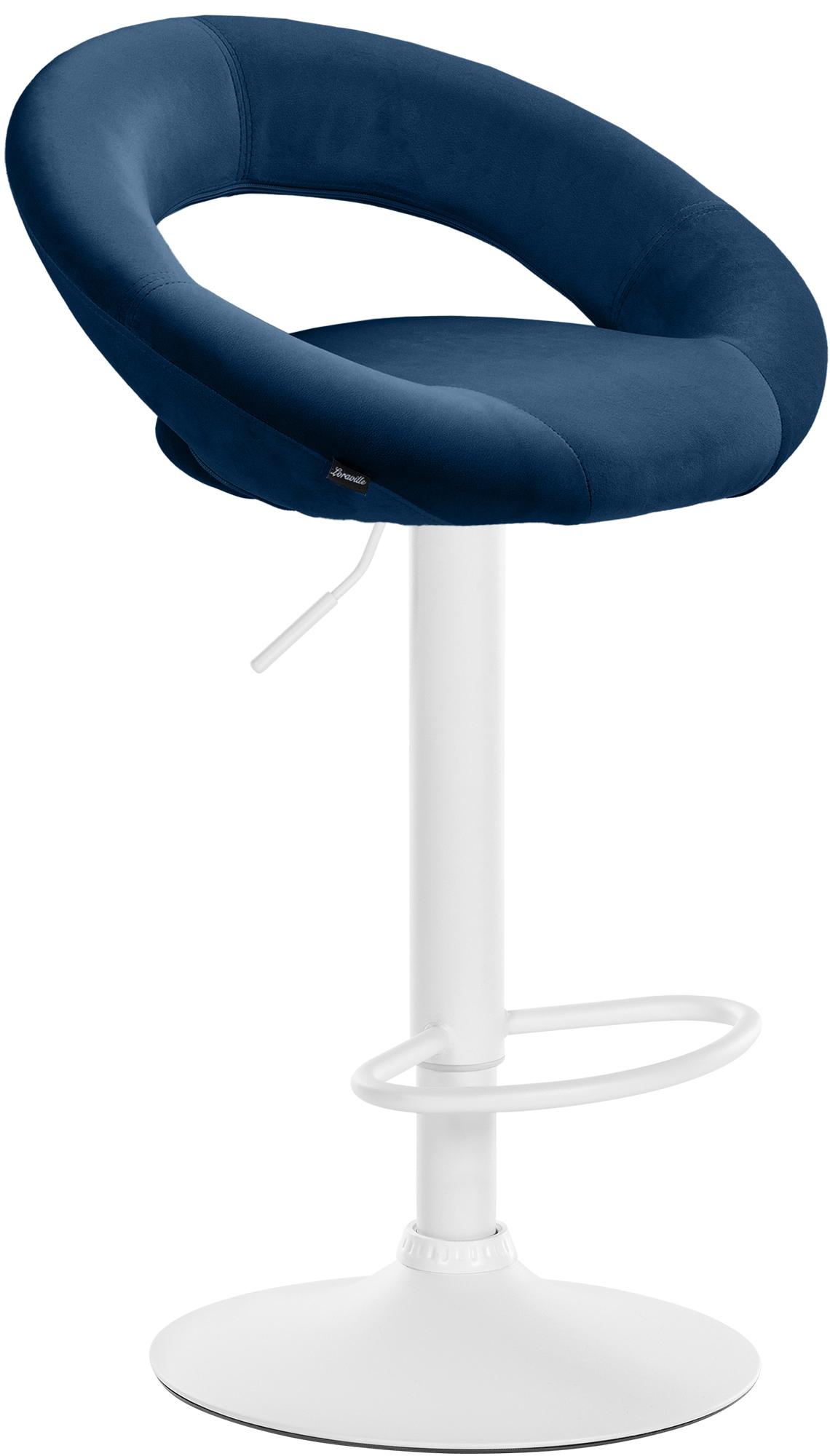 CLP Barhocker Olinda Samtbezug I Barstuhl h&ouml;henverstellbar und drehbar I Thekenhocker mit R&uuml;ckenlehne und Fu&szlig;st&uuml;tze - Bild 1