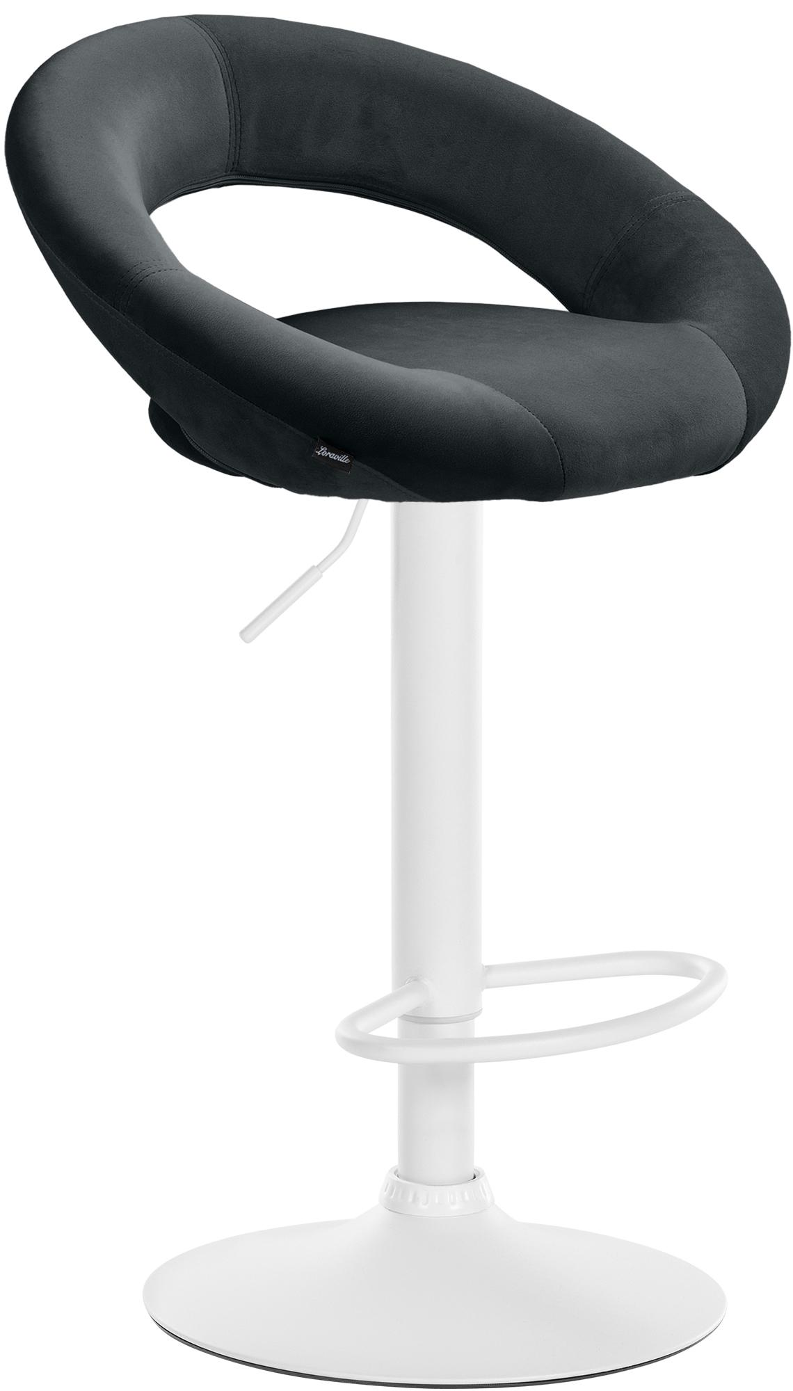 CLP Barhocker Olinda Samtbezug I Barstuhl h&ouml;henverstellbar und drehbar I Thekenhocker mit R&uuml;ckenlehne und Fu&szlig;st&uuml;tze - Bild 1