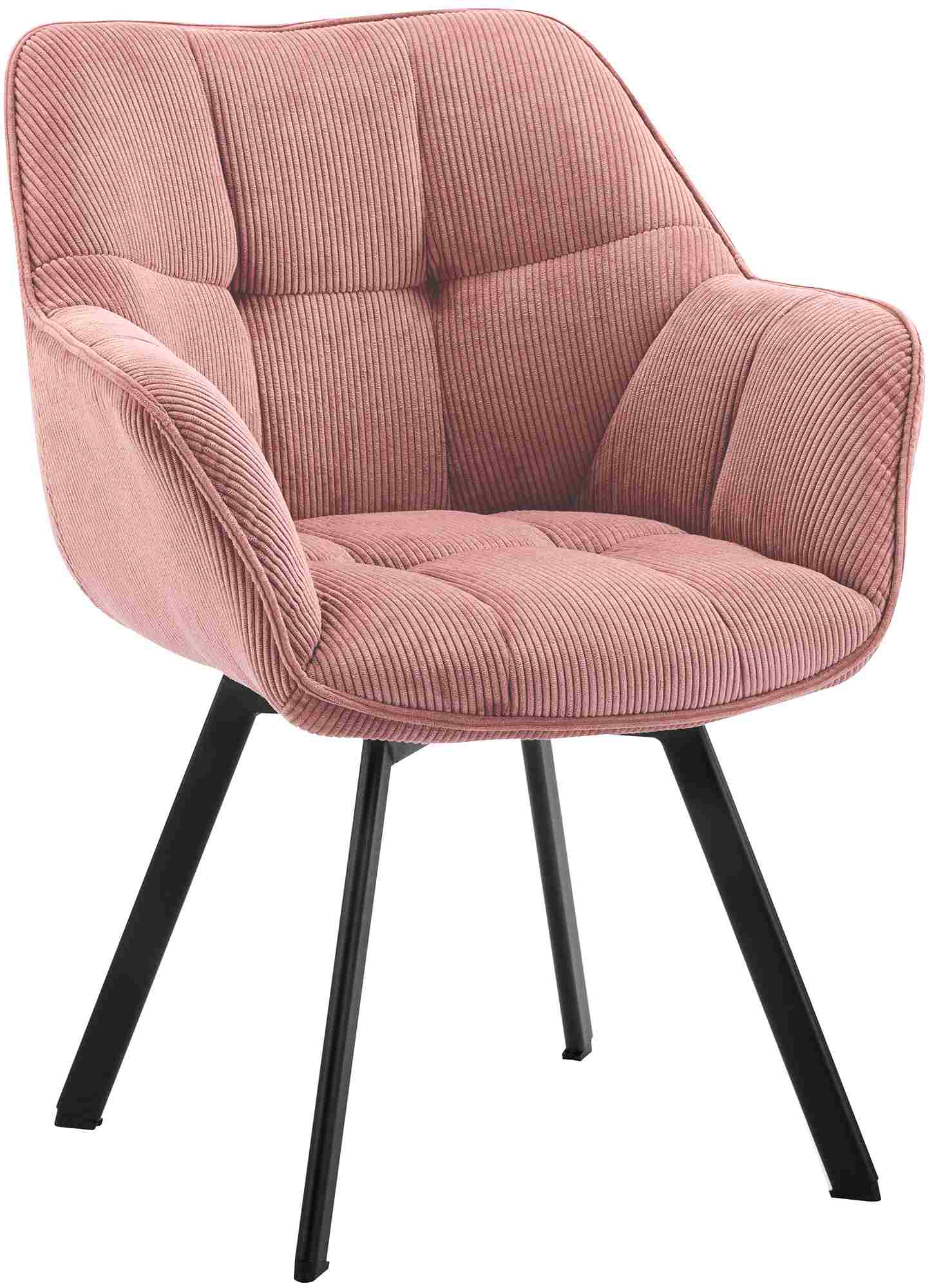 CLP Esszimmerstuhl ergonomisch Jordi Cord, drehbar mit Armlehnen, Polstersessel, 4-Fu&szlig;-Metallgestell, bis 150 kg, mit Bodenschonern - Bild 1