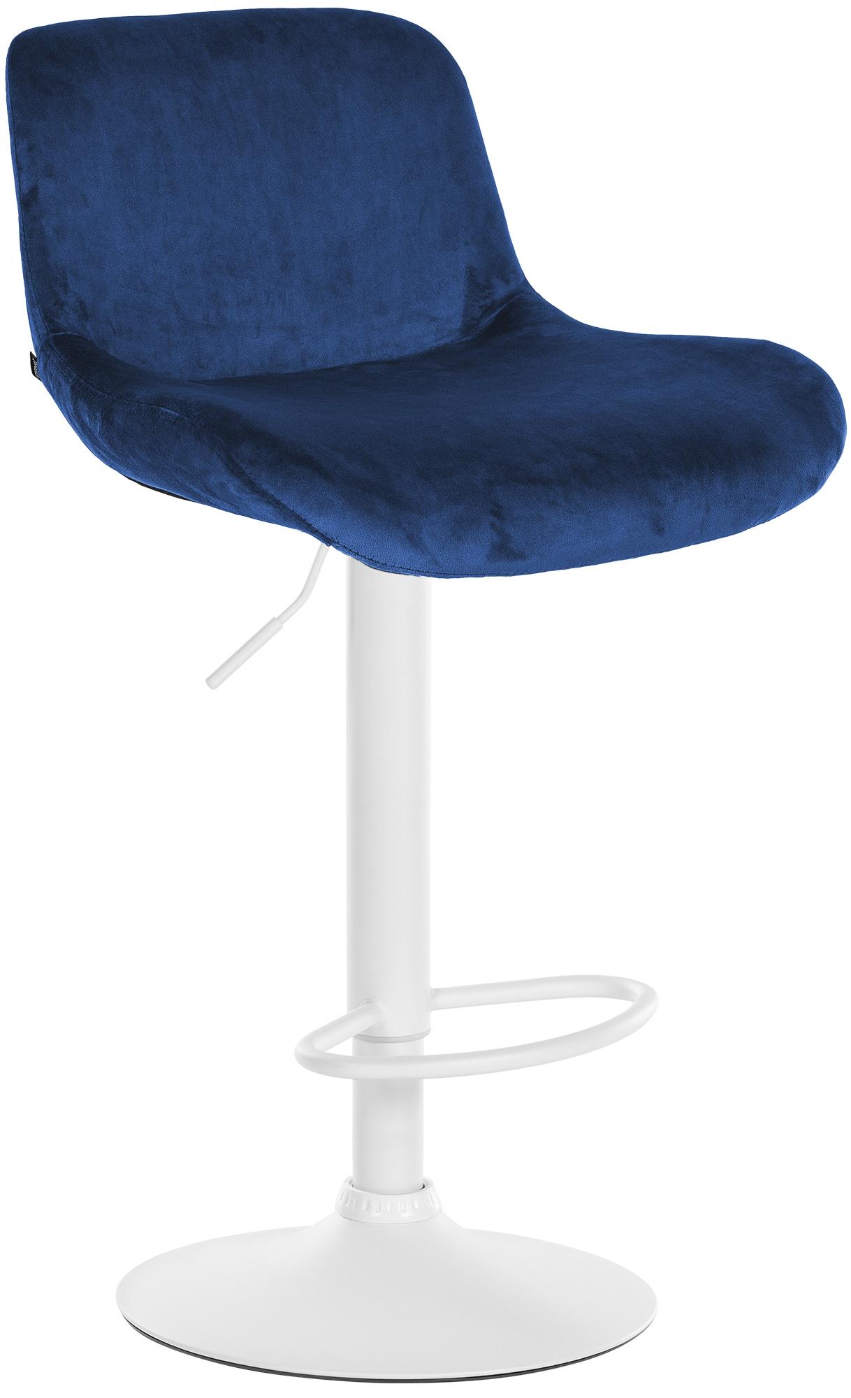 CLP Barhocker Solon Wei&szlig; I Samtbezug oder Stoffbezug I Barstuhl h&ouml;henverstellbar und drehbar I gepolsterter Tresenhocker mit R&uuml;ckenlehne - Bild 1