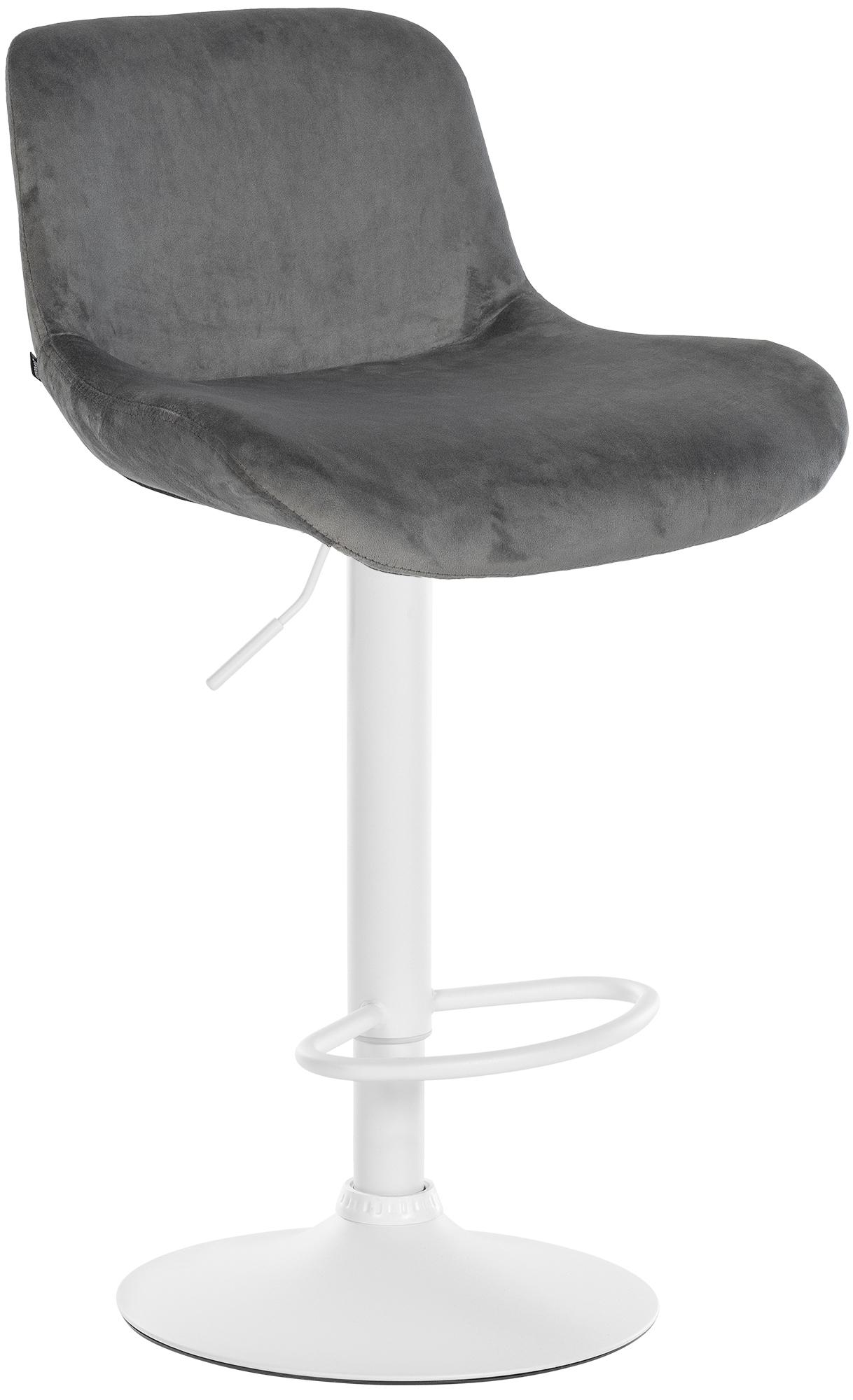 CLP Barhocker Solon Wei&szlig; I Samtbezug oder Stoffbezug I Barstuhl h&ouml;henverstellbar und drehbar I gepolsterter Tresenhocker mit R&uuml;ckenlehne - Bild 1