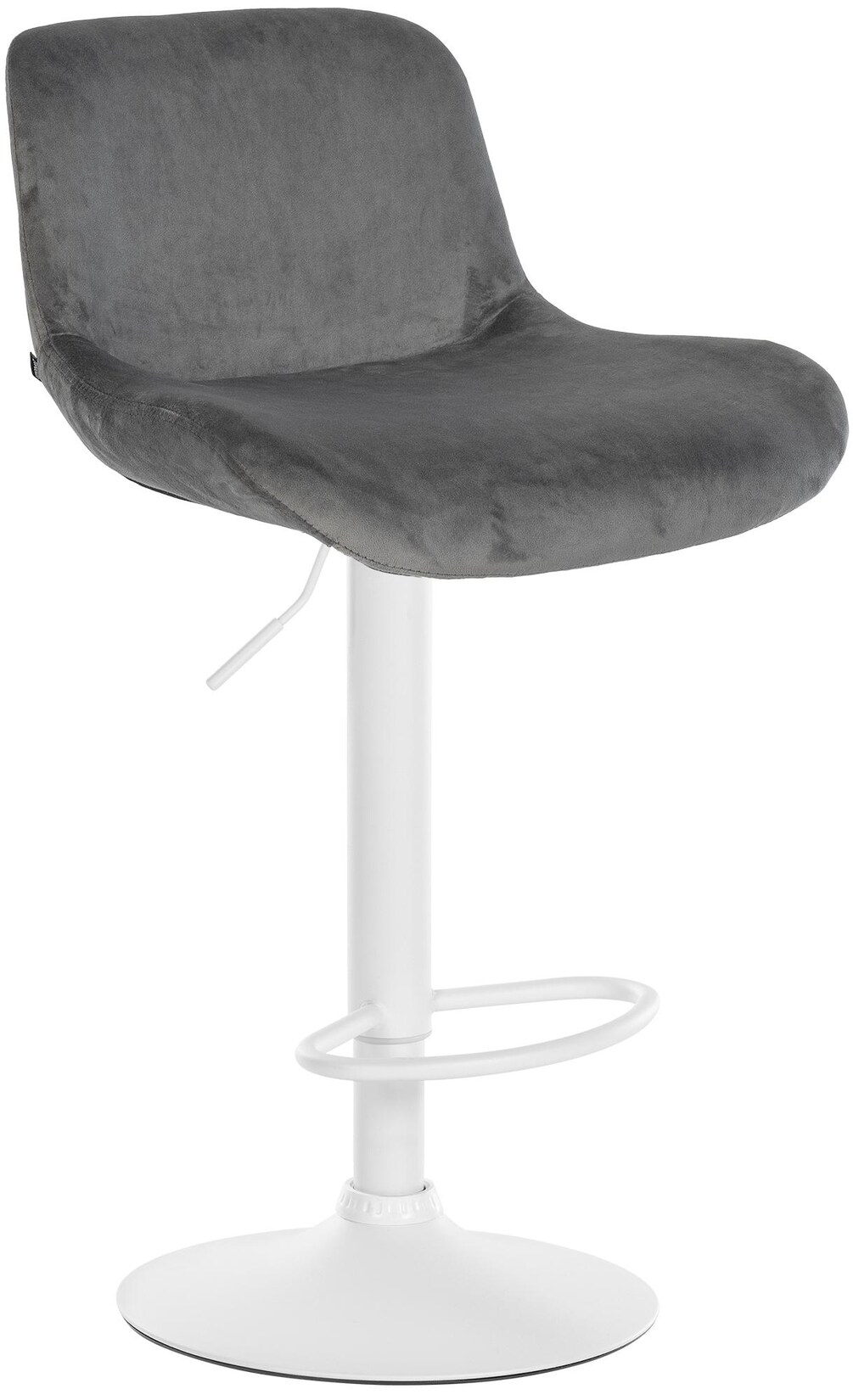 CLP Barhocker Solon Weiß I Samtbezug oder Stoffbezug I Barstuhl höhenverstellbar und drehbar I gepolsterter Tresenhocker mit Rückenlehne | 04255716355258