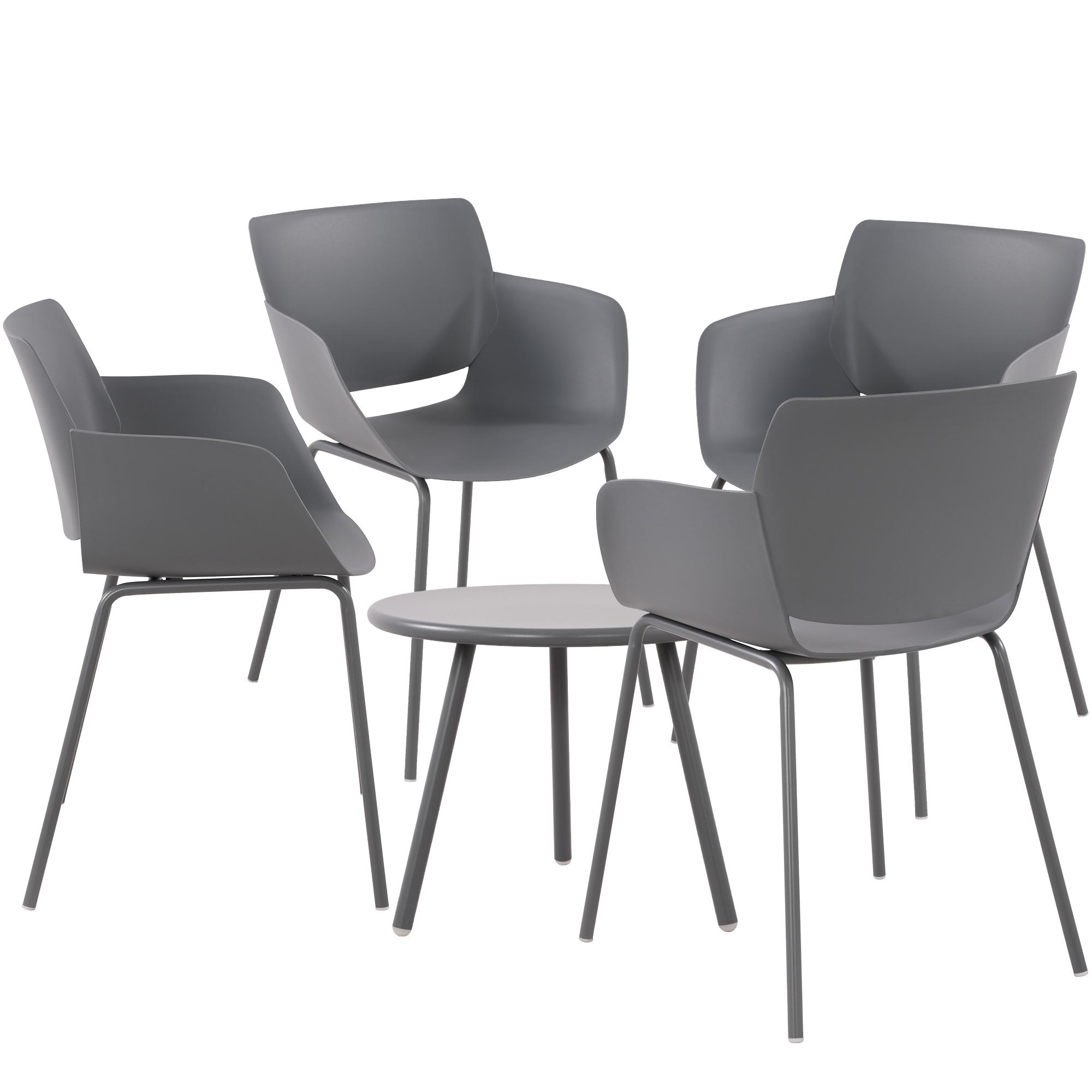 CLP Sitzgruppe Minota f&uuml;r den Garten I Set aus Tisch Minot und St&uuml;hlen Alpena I Outdoor-Set wetterfest und UV-best&auml;ndig I Gartenm&ouml;bel - Bild 1