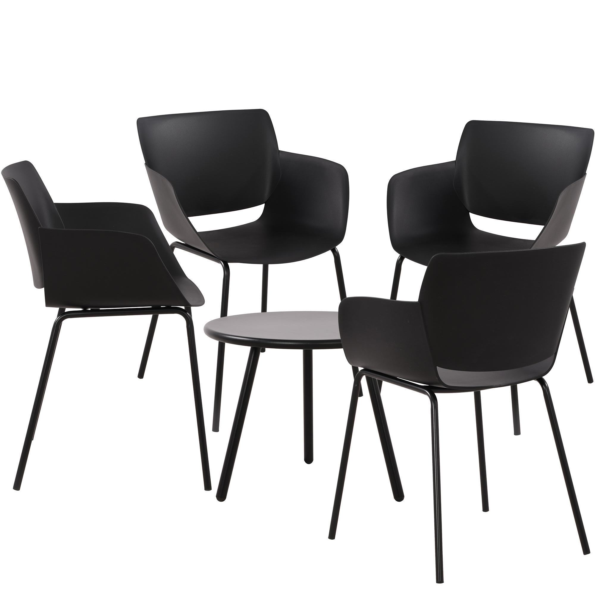 CLP Sitzgruppe Minota f&uuml;r den Garten I Set aus Tisch Minot und St&uuml;hlen Alpena I Outdoor-Set wetterfest und UV-best&auml;ndig I Gartenm&ouml;bel - Bild 1