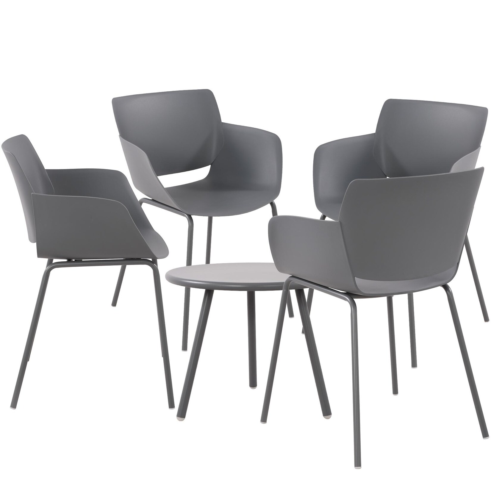 CLP Sitzgruppe Berena 4er Farbe: dunkelgrau, Set-Inhalt: 4 Stühle