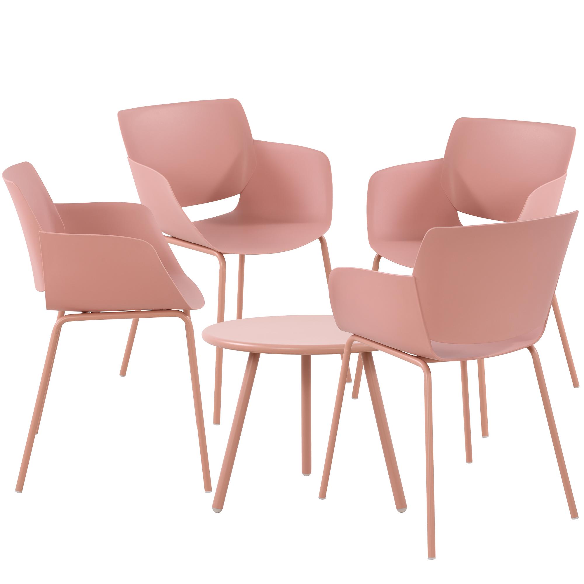 CLP Sitzgruppe Berena f&uuml;r den Garten I Set aus Tisch Berea und St&uuml;hlen Alpena I Outdoor-Set wetterfest und UV-best&auml;ndig I Gartenm&ouml;bel - Bild 1