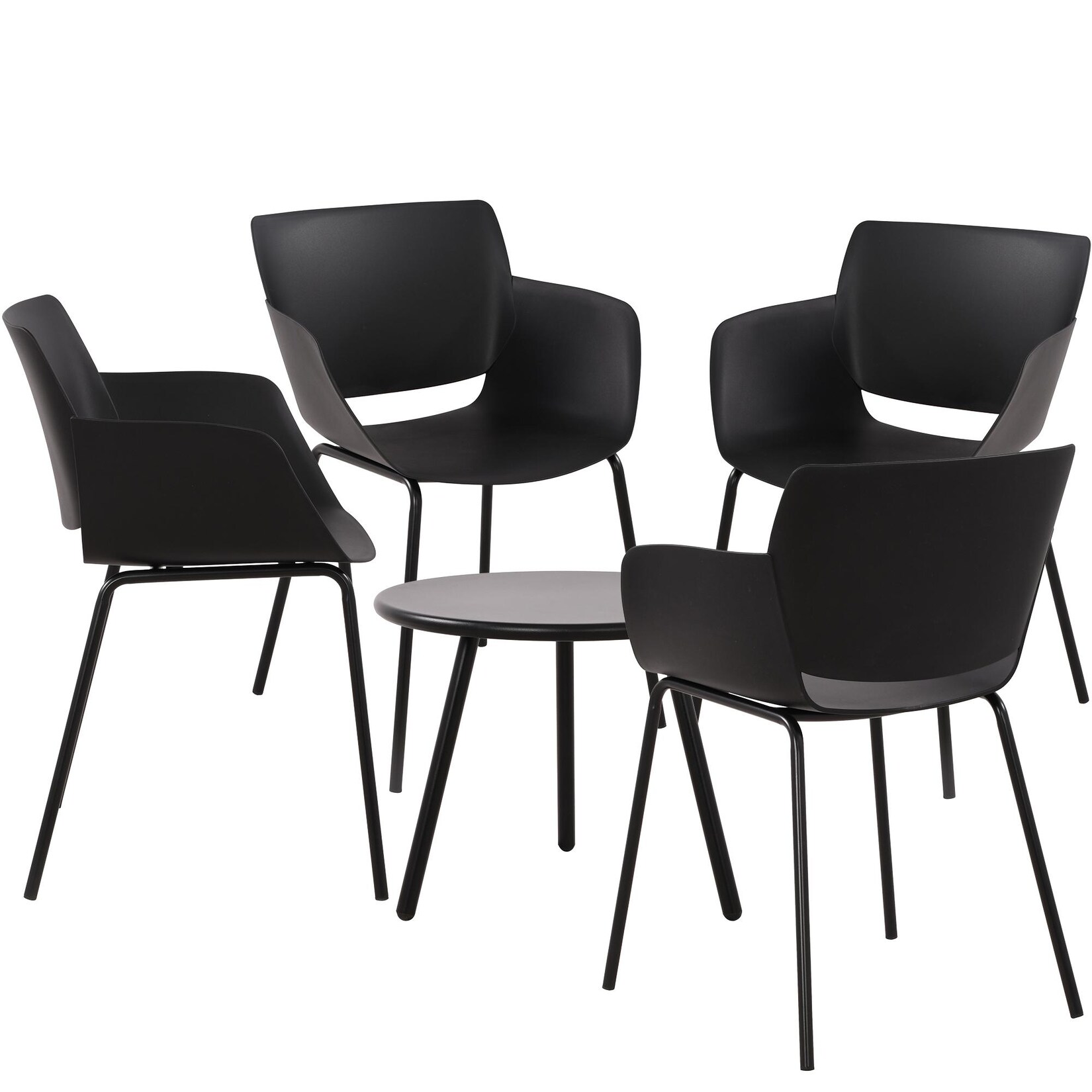 CLP Sitzgruppe Berena 4er Farbe: schwarz, Set-Inhalt: 4 Stühle