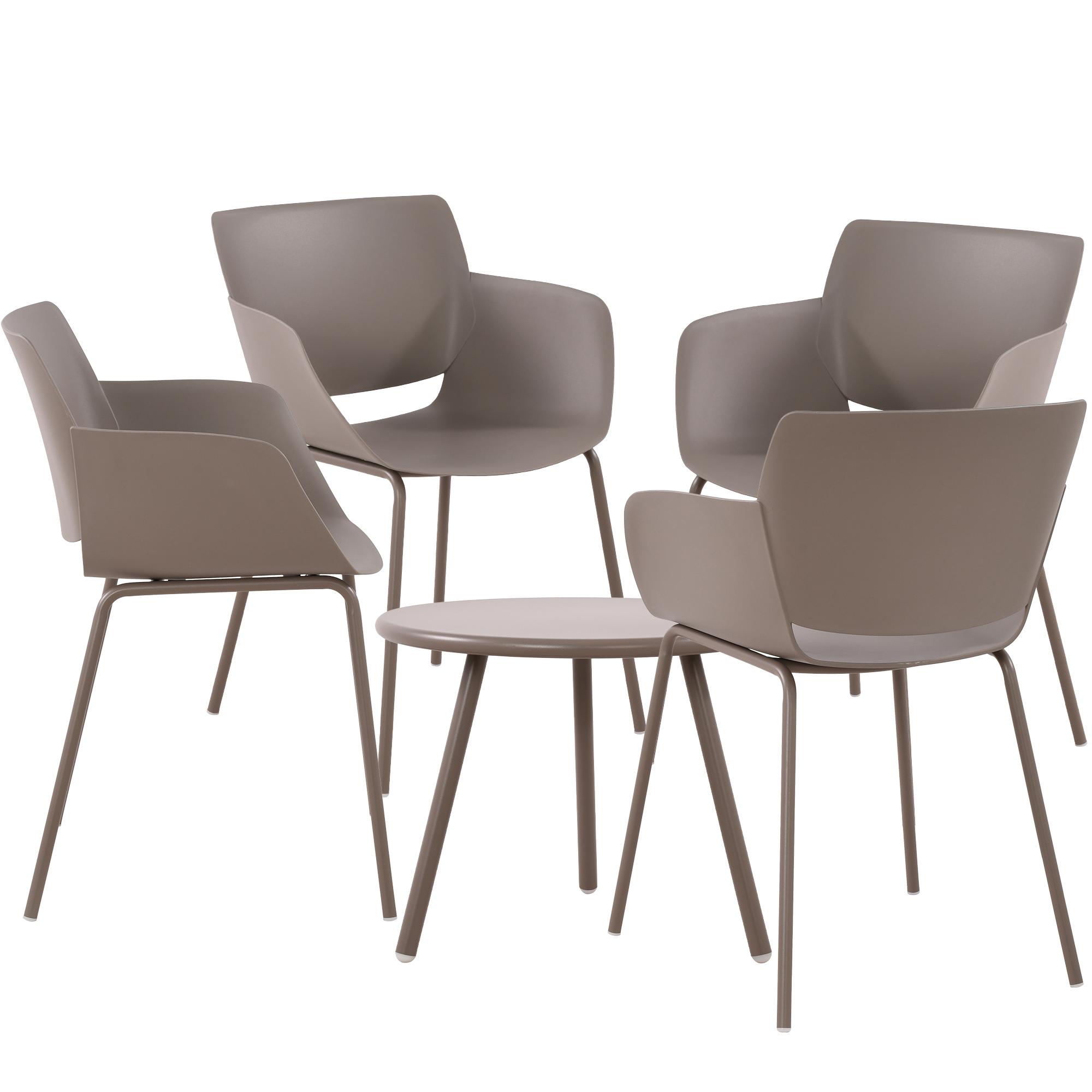 CLP Sitzgruppe Berena f&uuml;r den Garten I Set aus Tisch Berea und St&uuml;hlen Alpena I Outdoor-Set wetterfest und UV-best&auml;ndig I Gartenm&ouml;bel - Bild 1