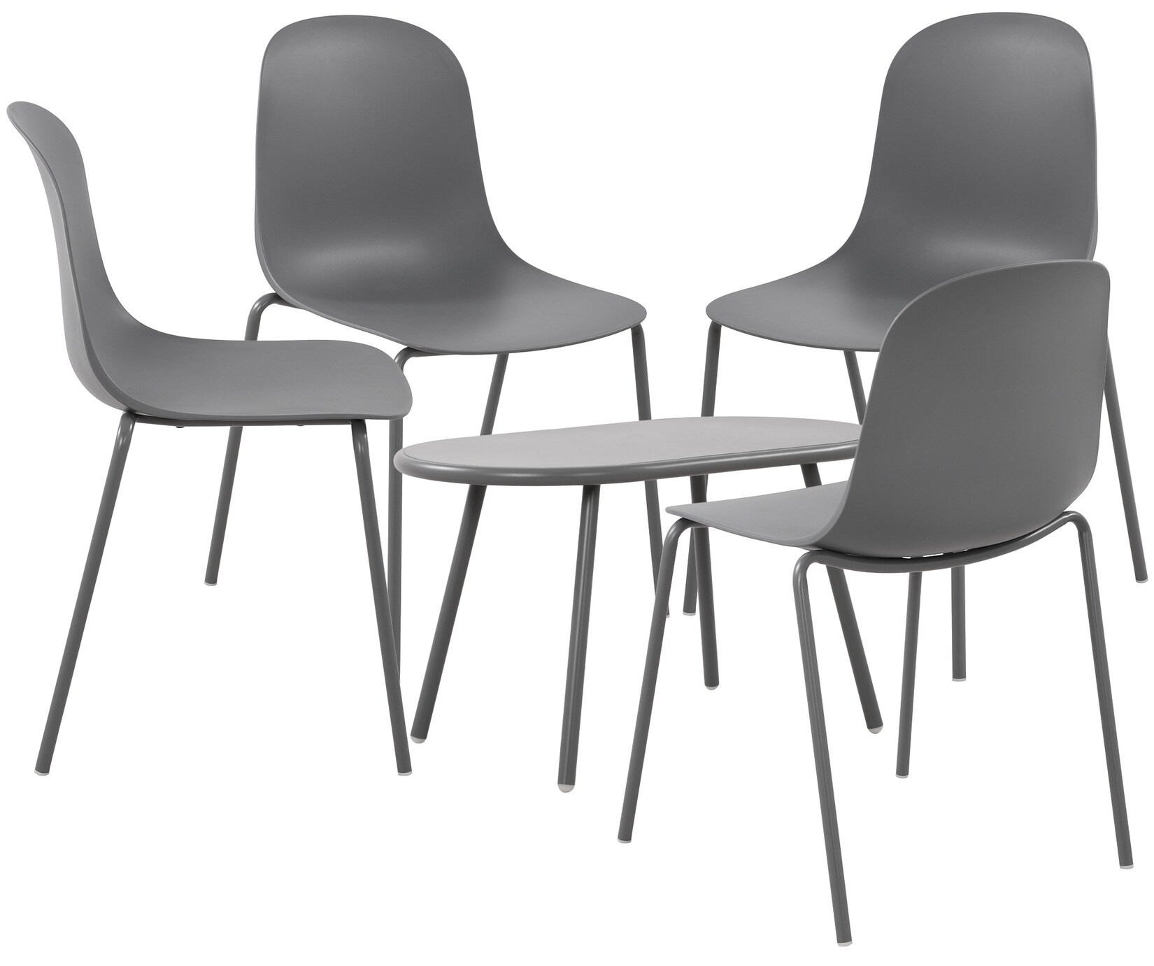 CLP 4er Sitzgruppe Veldin I Garten-Set 4x Stuhl stapelbar und 1x Tisch I Outdoor-Set wetterfest und UV-beständig I Gartenmöbel