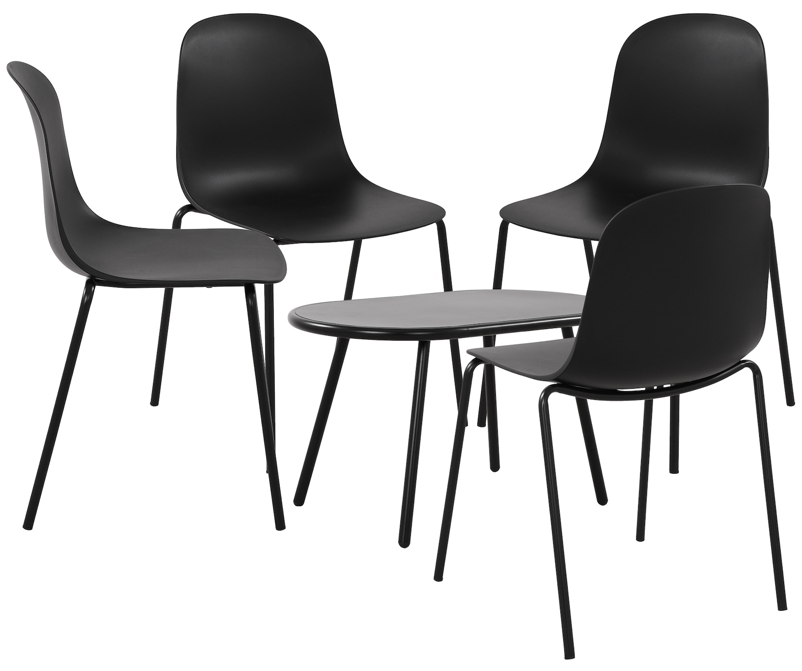 CLP 4er Sitzgruppe Veldin I Garten-Set 4x Stuhl stapelbar und 1x Tisch I Outdoor-Set wetterfest und UV-beständig I Gartenmöbel