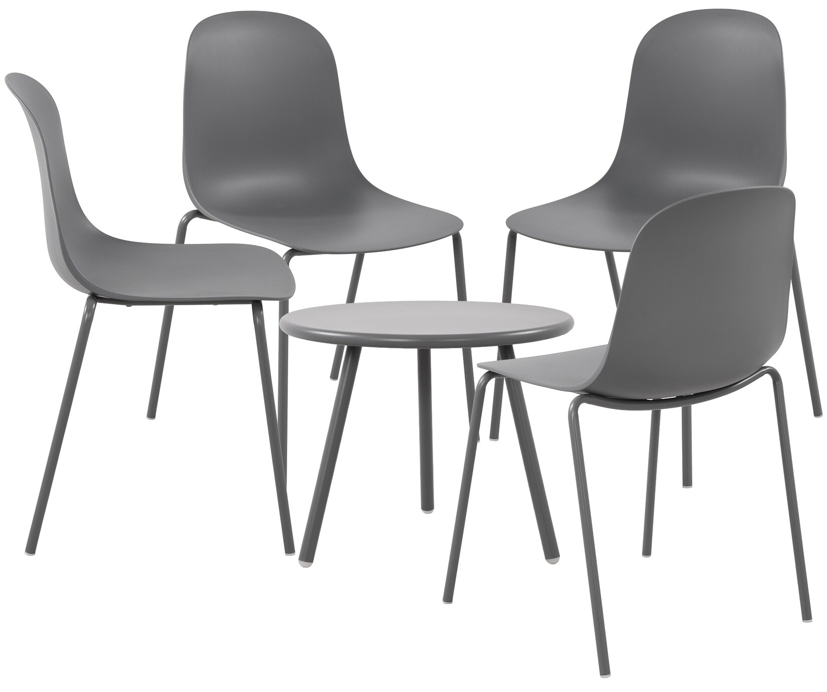 CLP 4er Sitzgruppe Mindin I Garten-Set 4x Stuhl stapelbar und 1x Tisch I Outdoor-Set wetterfest und UV-beständig I Gartenmöbel