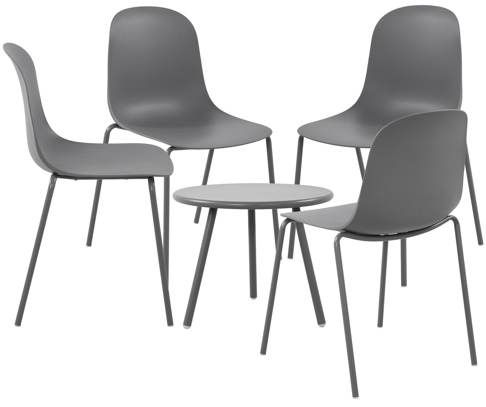CLP 4er Sitzgruppe Berdin I Garten-Set 4x Stuhl stapelbar und 1x Tisch I Outdoor-Set wetterfest und UV-beständig I Gartenmöbel