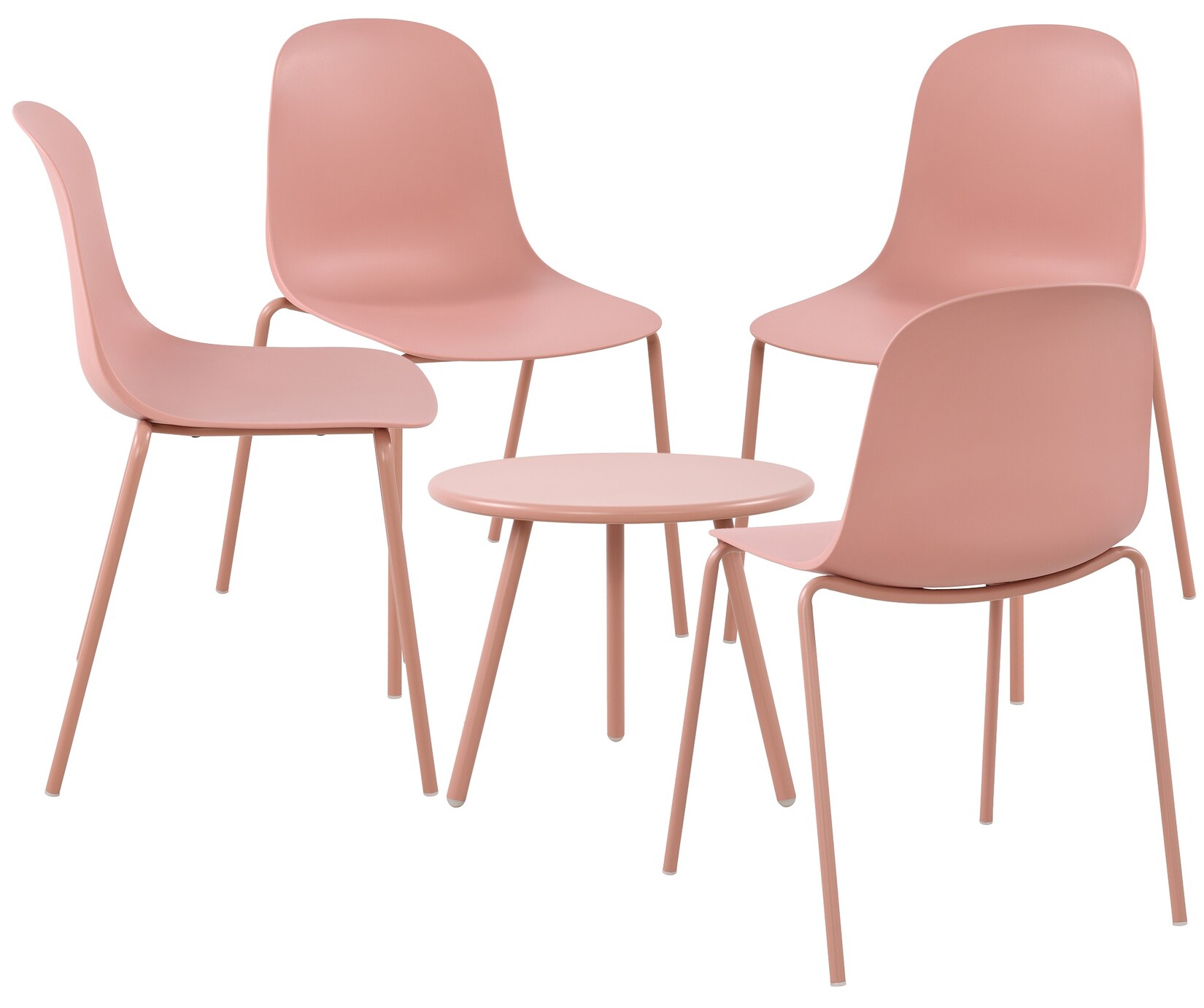 CLP 4er Sitzgruppe Berdin I Garten-Set 4x Stuhl stapelbar und 1x Tisch I Outdoor-Set wetterfest und UV-beständig I Gartenmöbel | 04255716356330