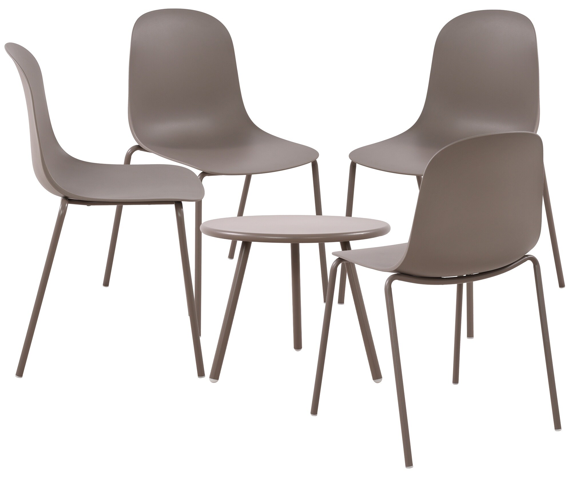 CLP 4er Sitzgruppe Berdin I Garten-Set 4x Stuhl stapelbar und 1x Tisch I Outdoor-Set wetterfest und UV-best&auml;ndig I Gartenm&ouml;bel - Bild 1