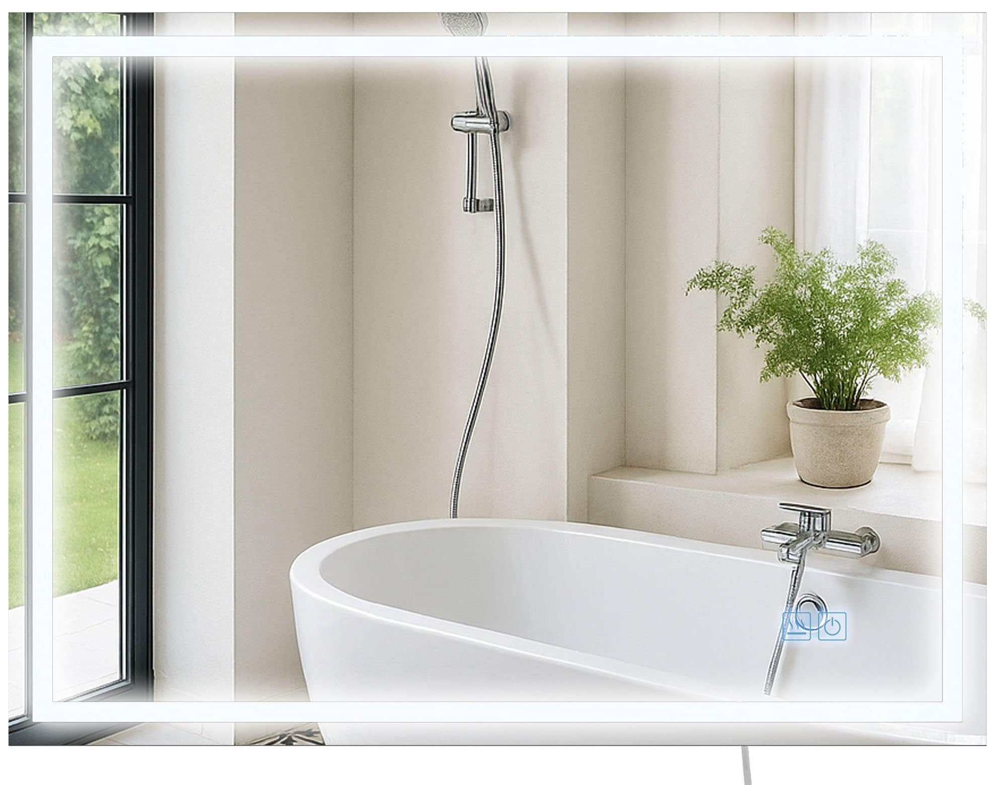 CLP Badspiegel mit Beleuchtung Jaffrey, Anti-Beschlag Badezimmerspiegel, Quer- und Hochformat, Wandspiegel dimmbar, 3 Licht-Modi - Bild 1