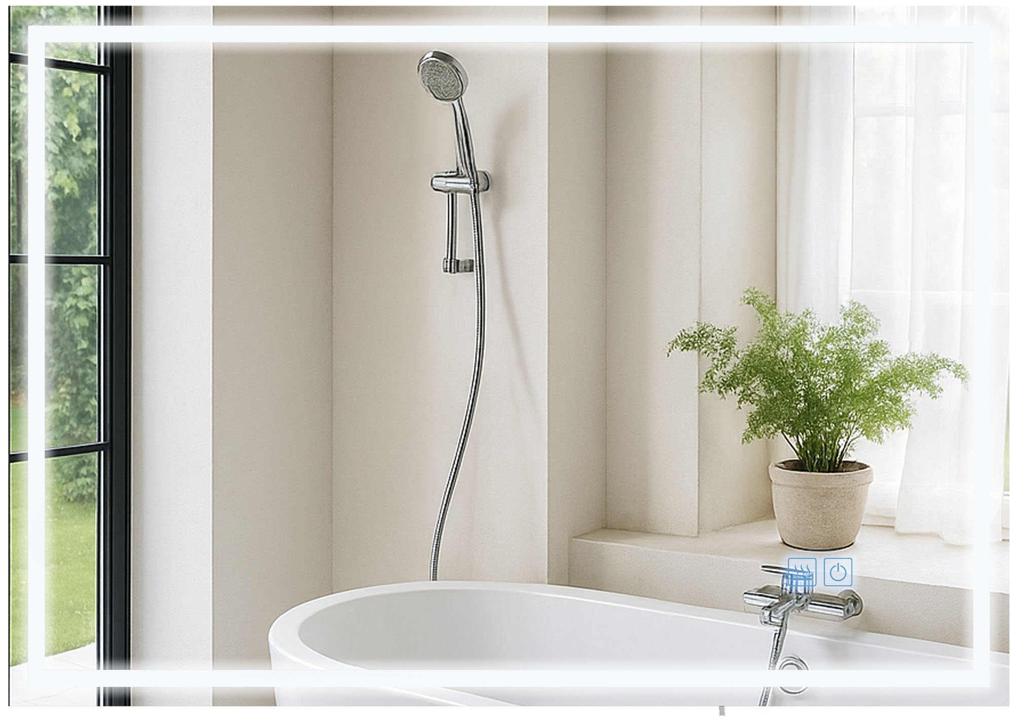 CLP Badspiegel mit Beleuchtung Jaffrey, Anti-Beschlag Badezimmerspiegel, Quer- und Hochformat, Wandspiegel dimmbar, 3 Licht-Modi - Bild 1