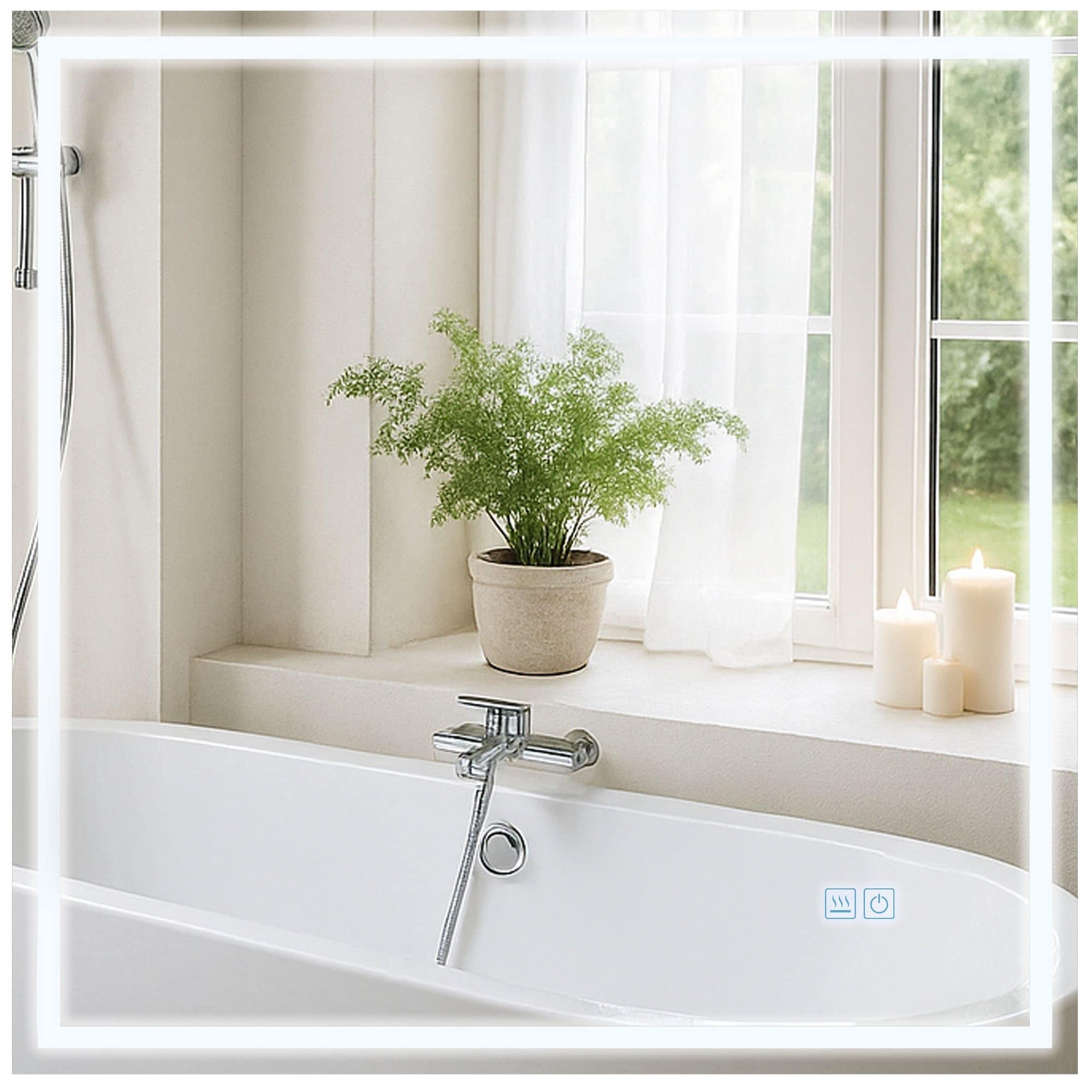 CLP Badspiegel mit Beleuchtung Jaffrey, Anti-Beschlag Badezimmerspiegel, Quer- und Hochformat, Wandspiegel dimmbar, 3 Licht-Modi - Bild 1