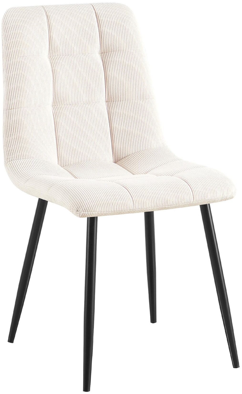 CLP Esszimmerstuhl Antibes I Küchenstuhl gepolstert mit gestepptem Cordbezug I Polsterstuhl mit Metallgestell I bis 150 kg belastbar | 04255716358457