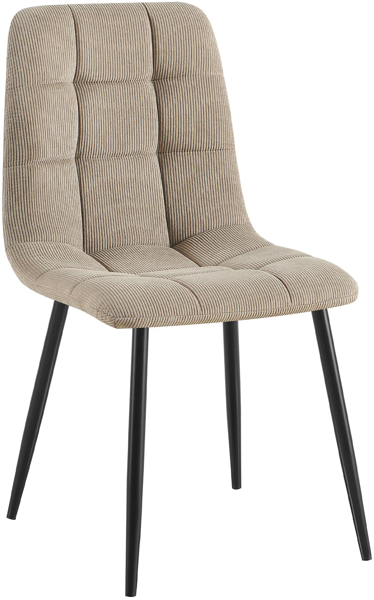 CLP Esszimmerstuhl Antibes I K&uuml;chenstuhl gepolstert mit gestepptem Cordbezug I Polsterstuhl mit Metallgestell I bis 150 kg belastbar - Bild 1