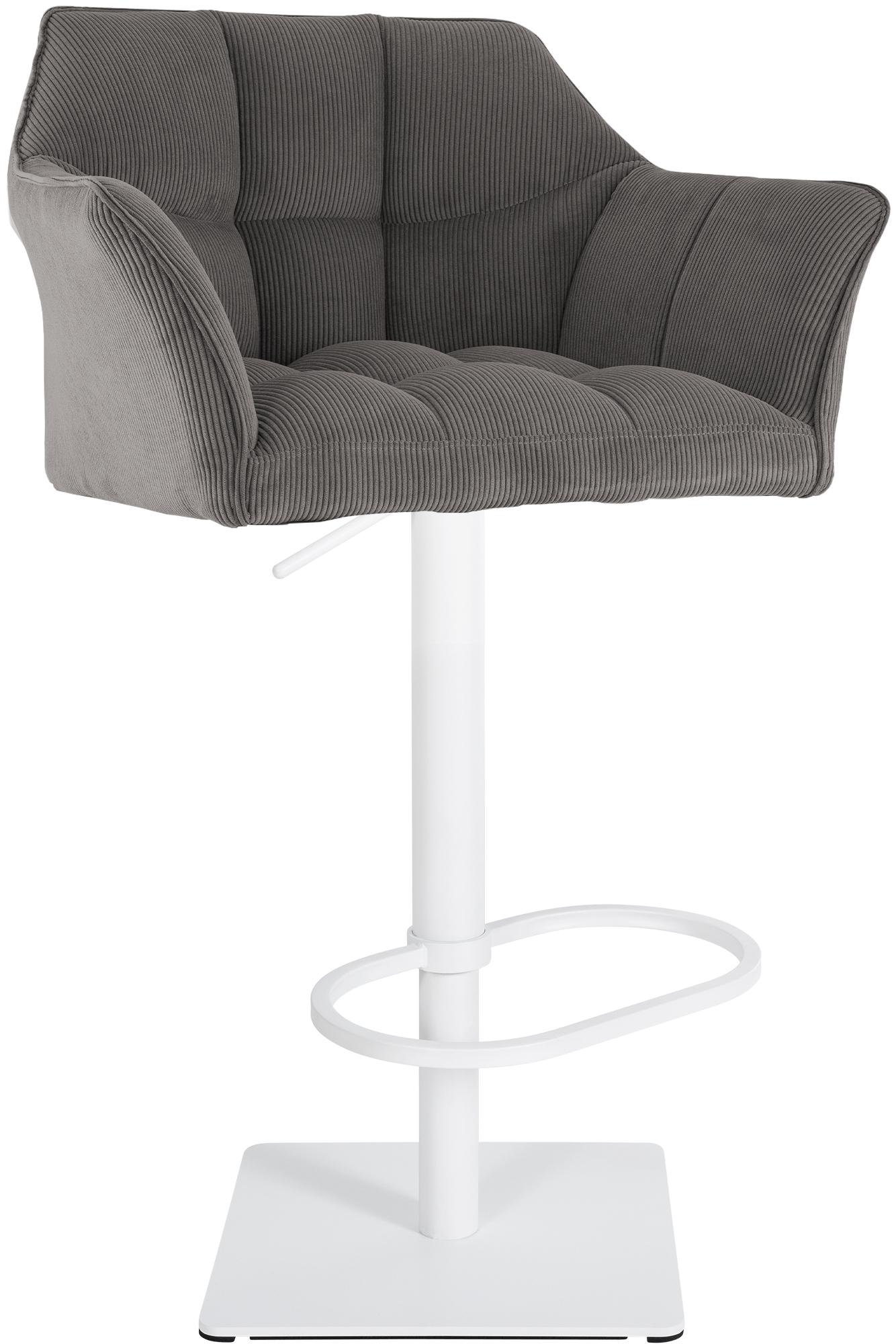 CLP Barhocker h&ouml;henverstellbar Damaso Cord, mit Armlehne und Fu&szlig;st&uuml;tze, bis 240 kg belastbar, robustes Edelstahlgestell, Tresenhocker - Bild 1