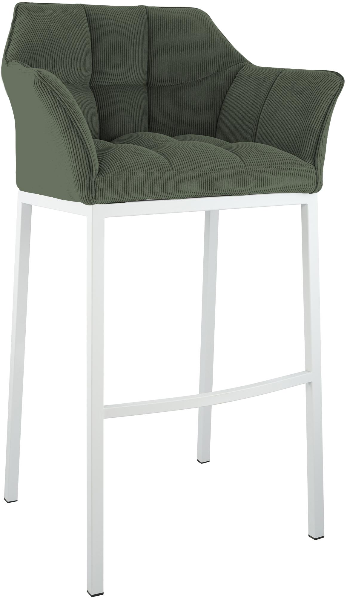 CLP Barhocker mit Lehne Damaso, Barstuhl gepolstert mit Cordbezug, Vierfu&szlig;gestell aus Metall, Tresenhocker bis 240 kg belastbar - Bild 1